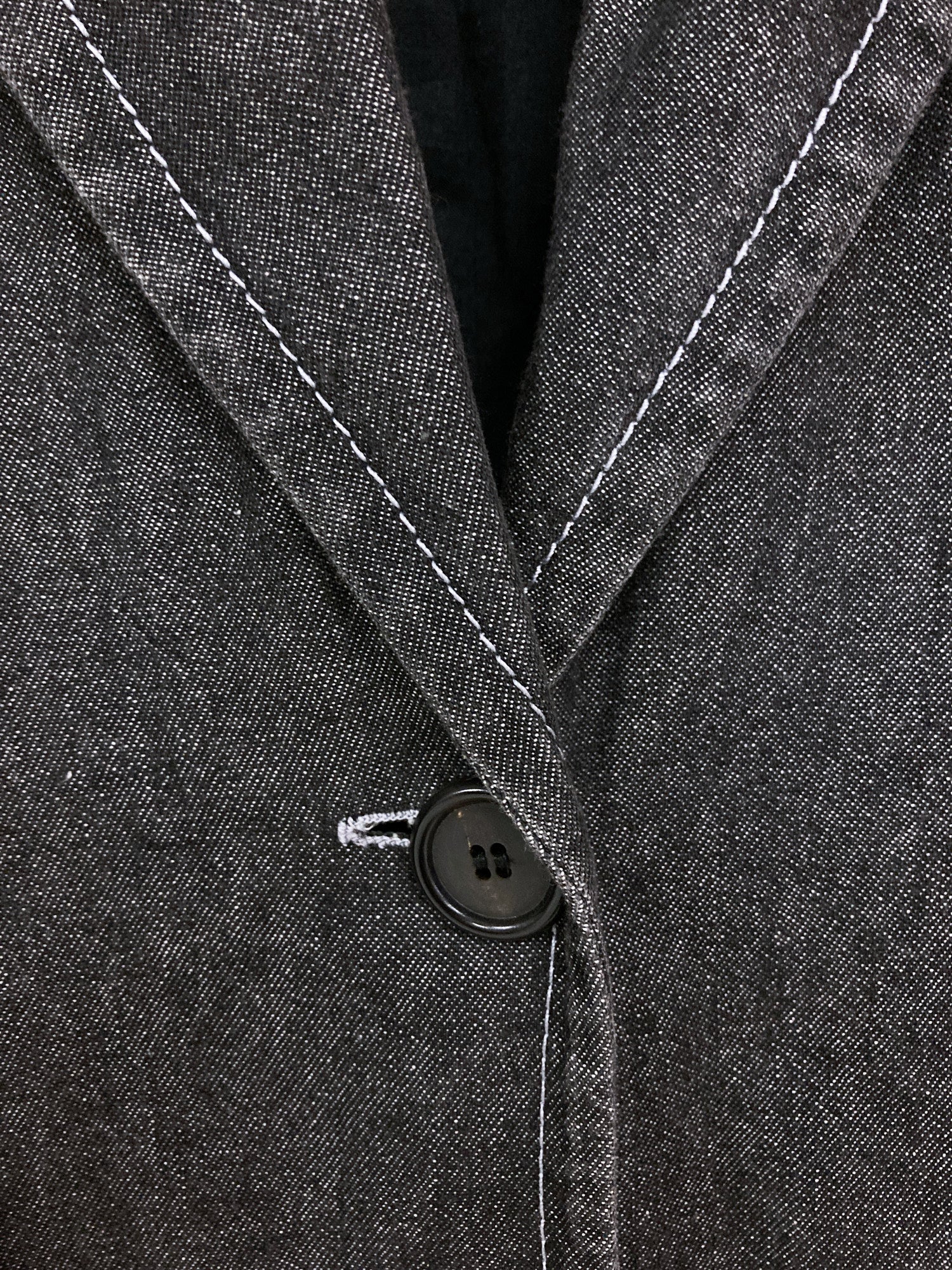 Ann Demeulemeester dark grey lightweight denim one button blazer - size 36