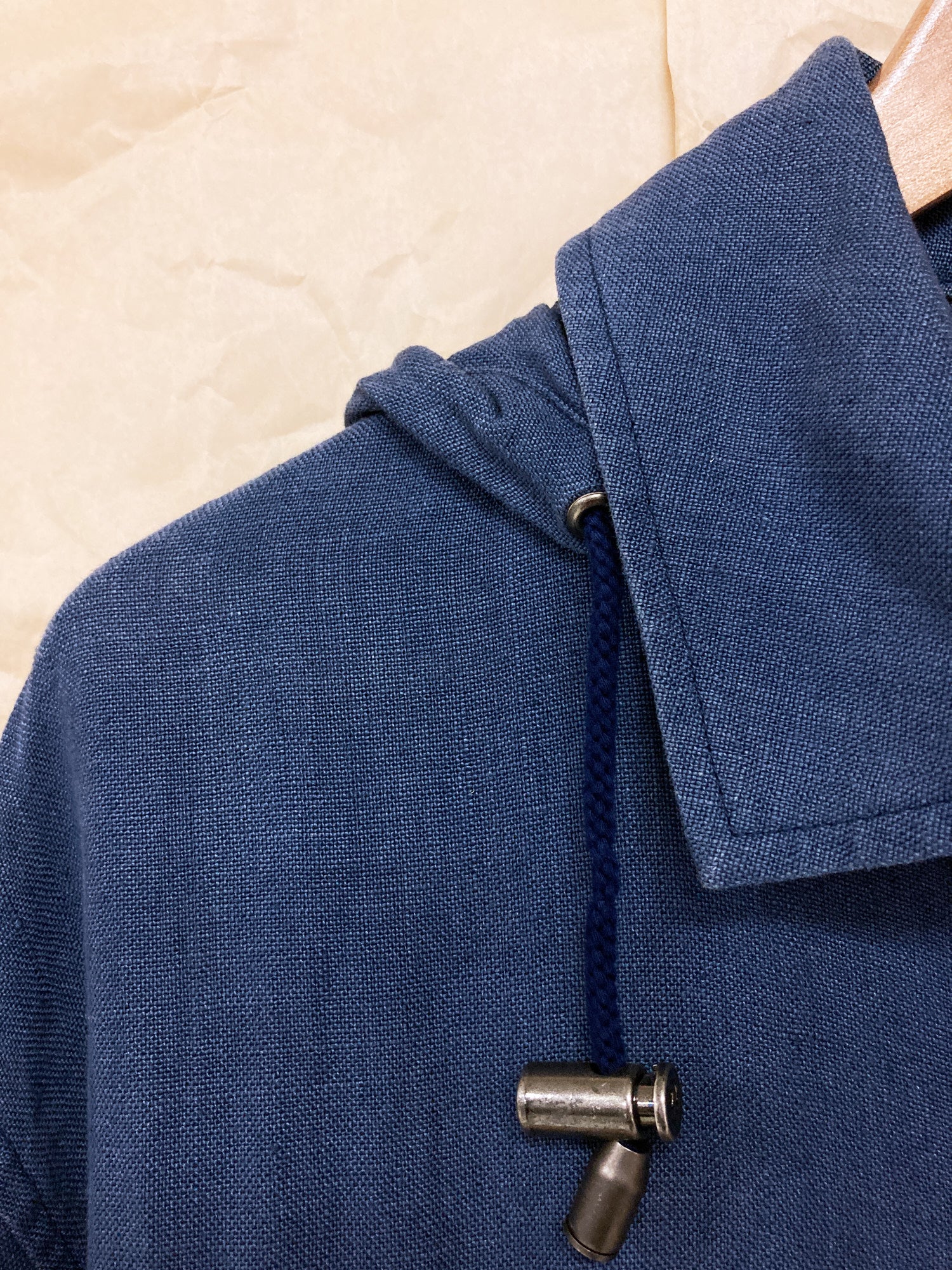 Kenzo Paris 1980s indigo linen hooded zip jacket - M L S