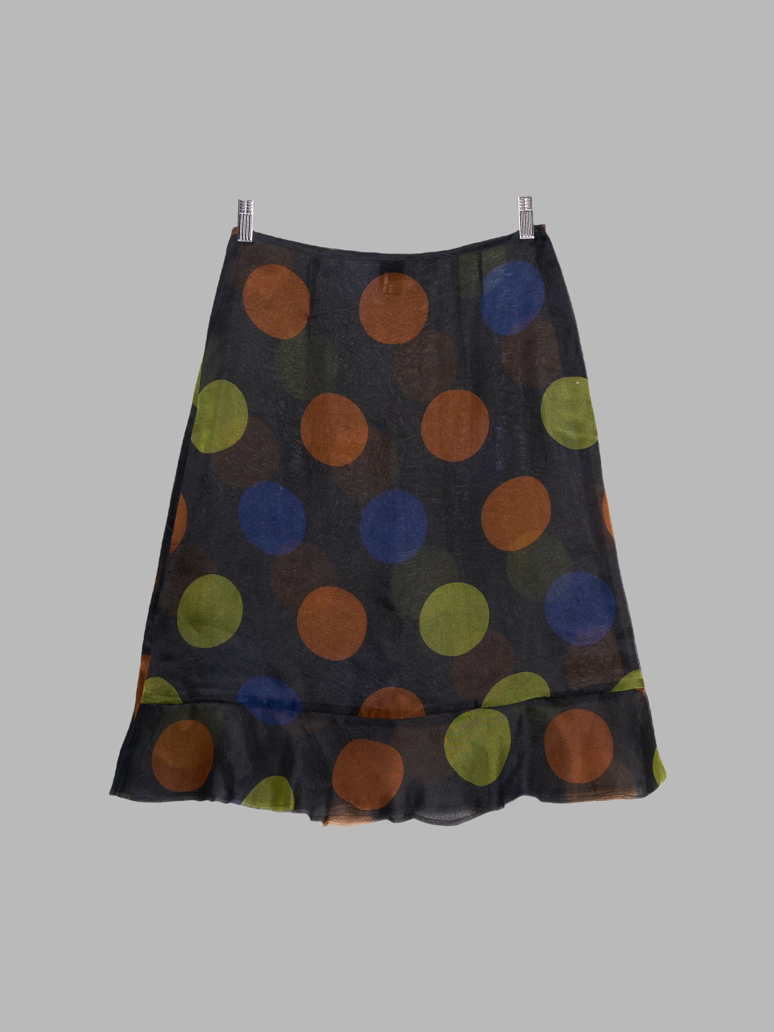 Tricot Comme des Garcons sheer black organza skirt with multicolour spots