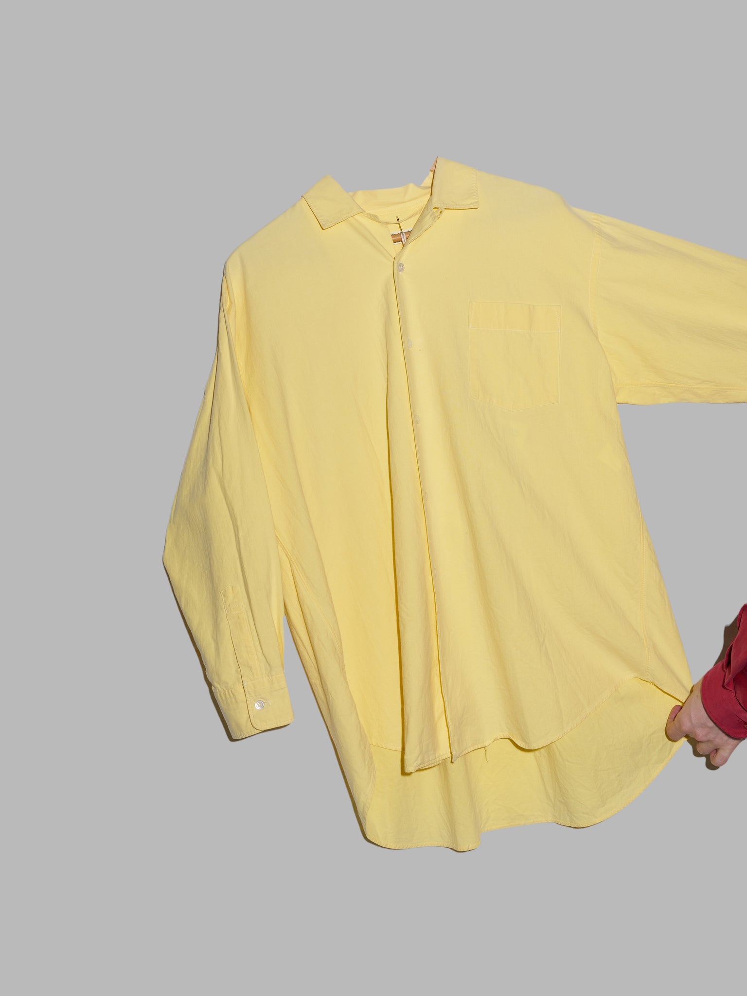 Robe de Chambre Comme des Garcons 1980s light yellow cotton oversized shirt