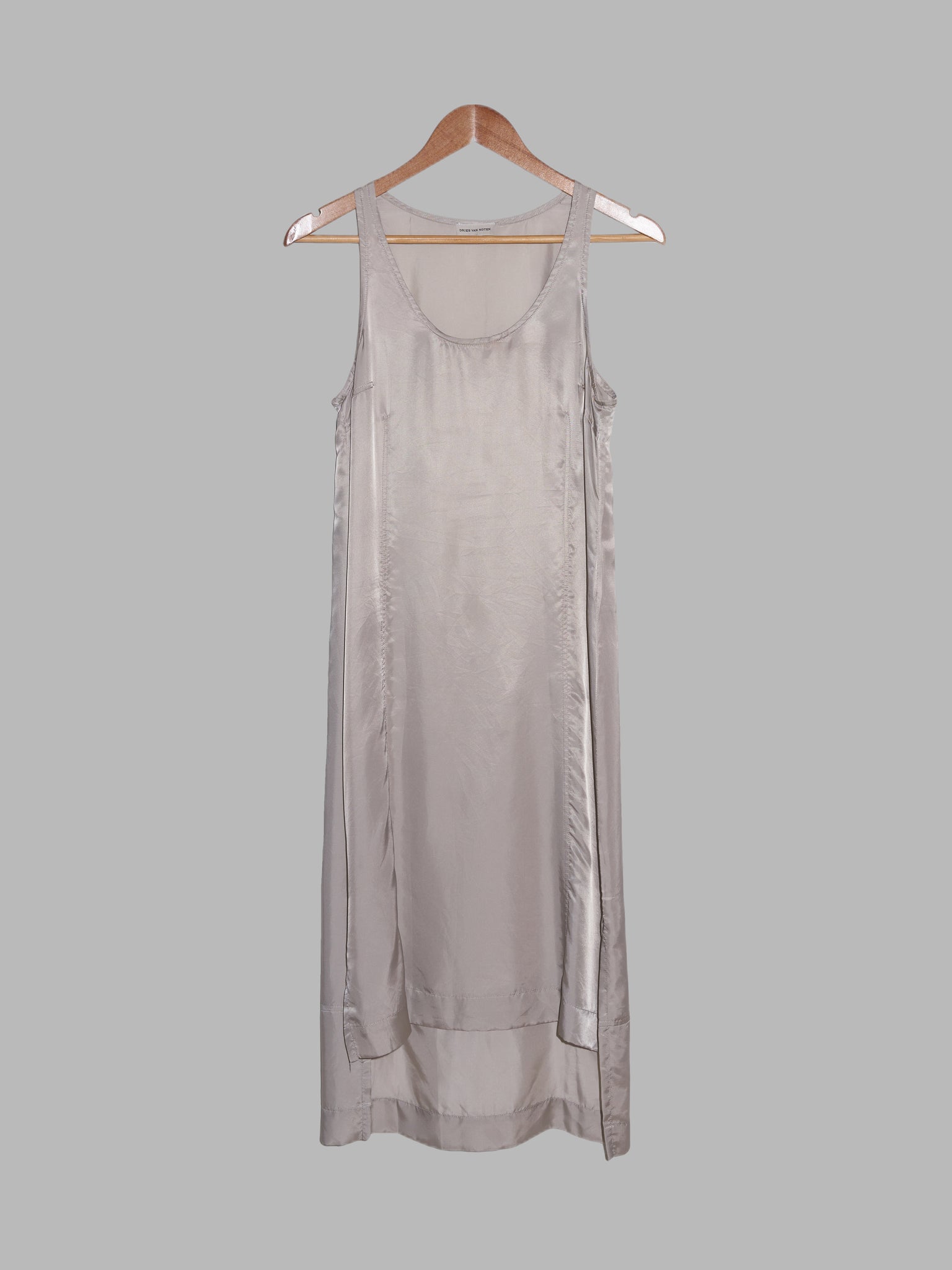 Dries van Noten grey cupra satin sleeveless slip dress - size 36