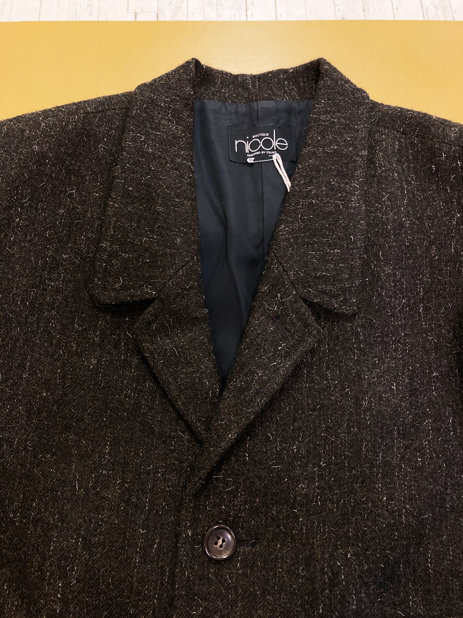Boutique Nicole dark brown wool melton patch pocket Chesterfield coat Filter store