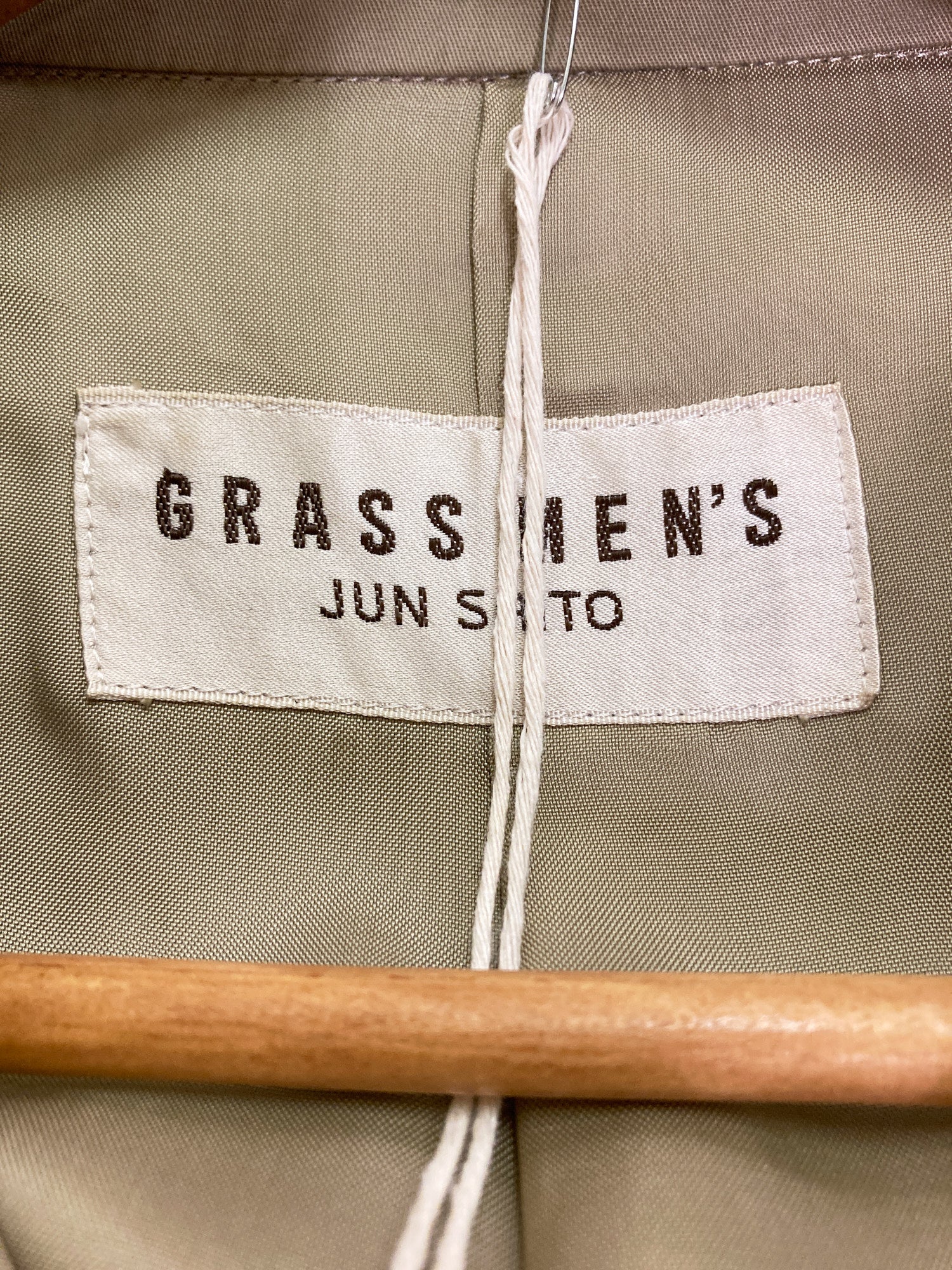 Grass Men's 1980s beige cotton double breasted trench coat - L M