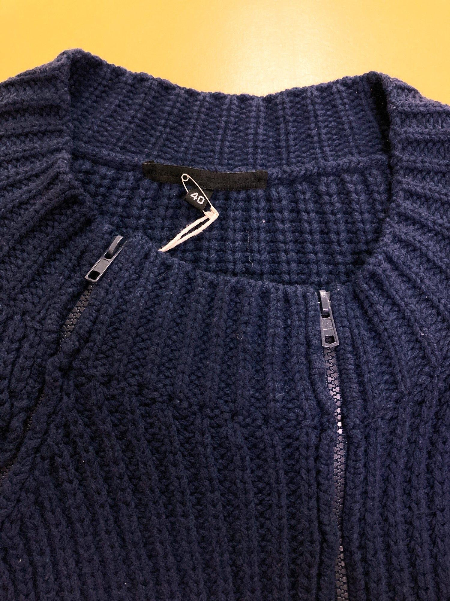 Alessandro Dell'acqua petrol blue wool rib knit double zip cardigan - size 40