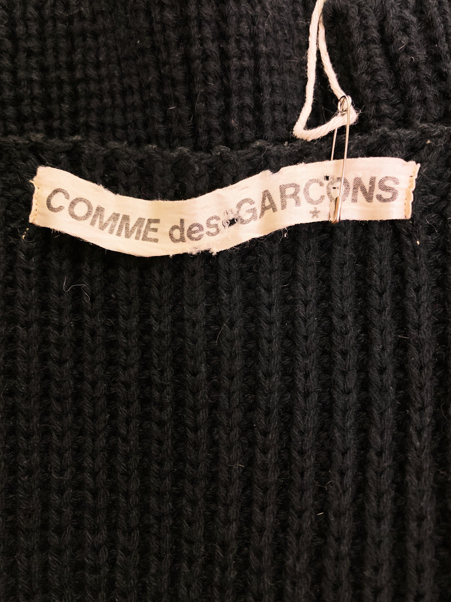 Comme des Garcons early 1980s black heavy cotton rib half sleeve v neck jumper