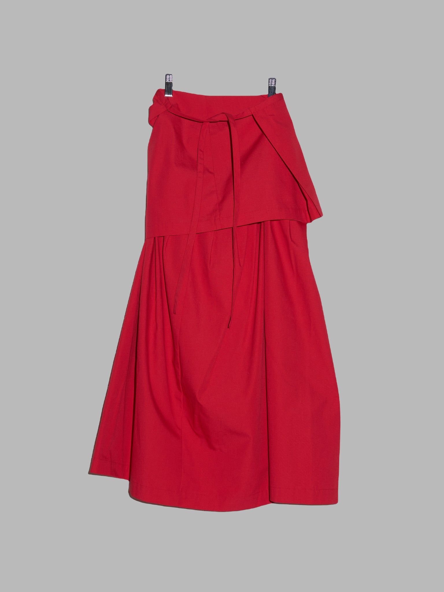 Tricot Comme des Garcons 1998 red poly-cotton layered wrap skirt - S