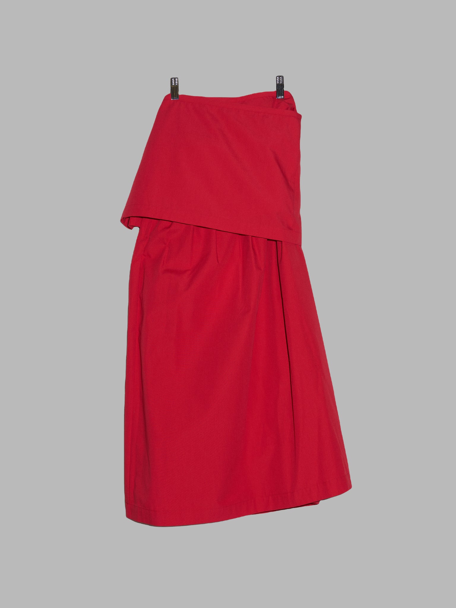 Tricot Comme des Garcons 1998 red poly-cotton layered wrap skirt - S