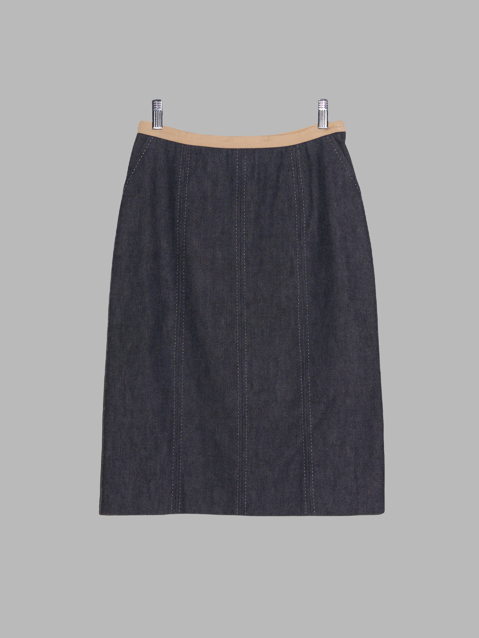 Alessandro dell'Acqua grey denim contrast waistband pencil skirt - IT 40