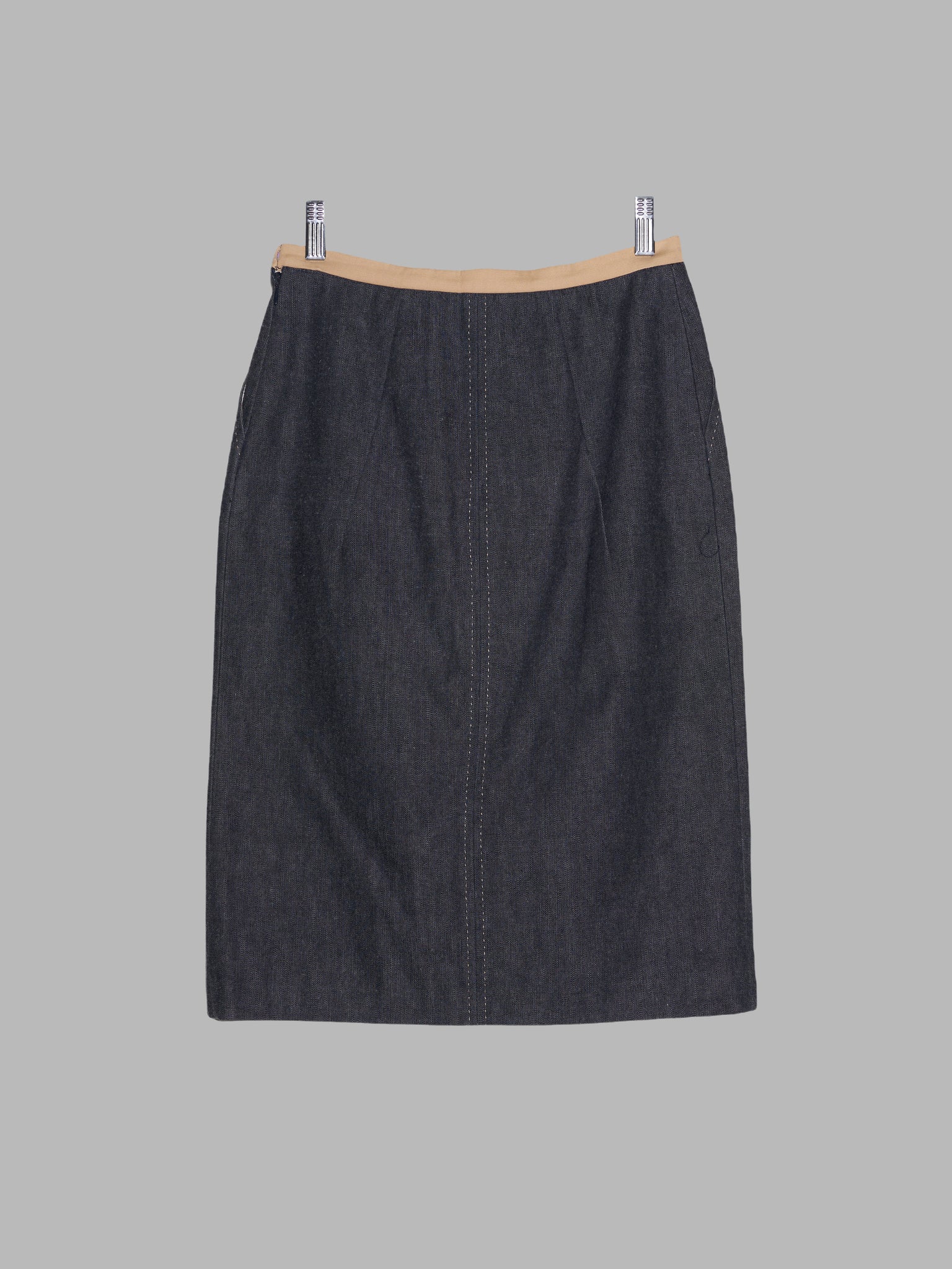 Alessandro dell'Acqua grey denim contrast waistband pencil skirt - IT 40