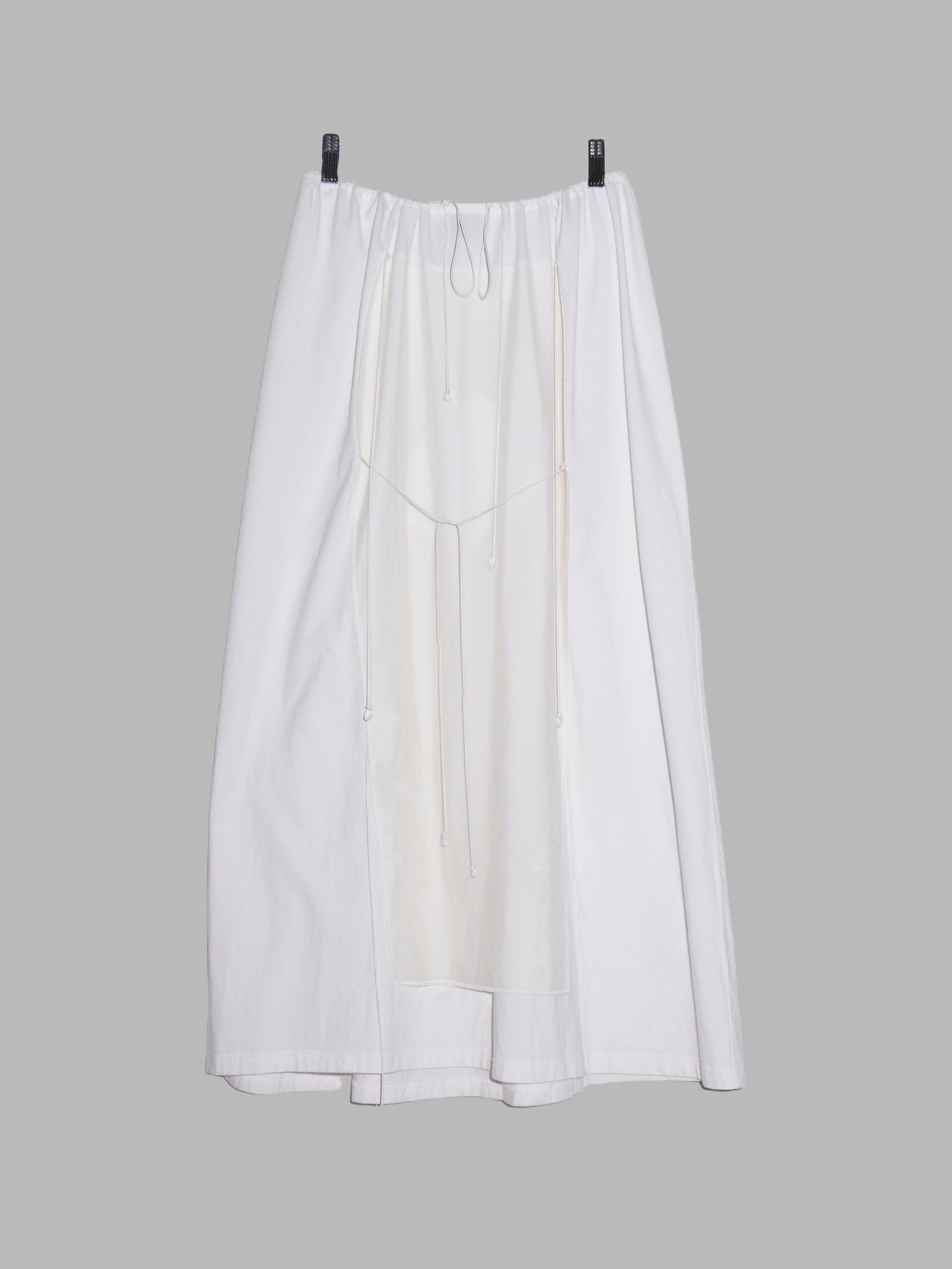 Jean Paul Gaultier Femme white cotton jersey drawstring waist rectangle skirt