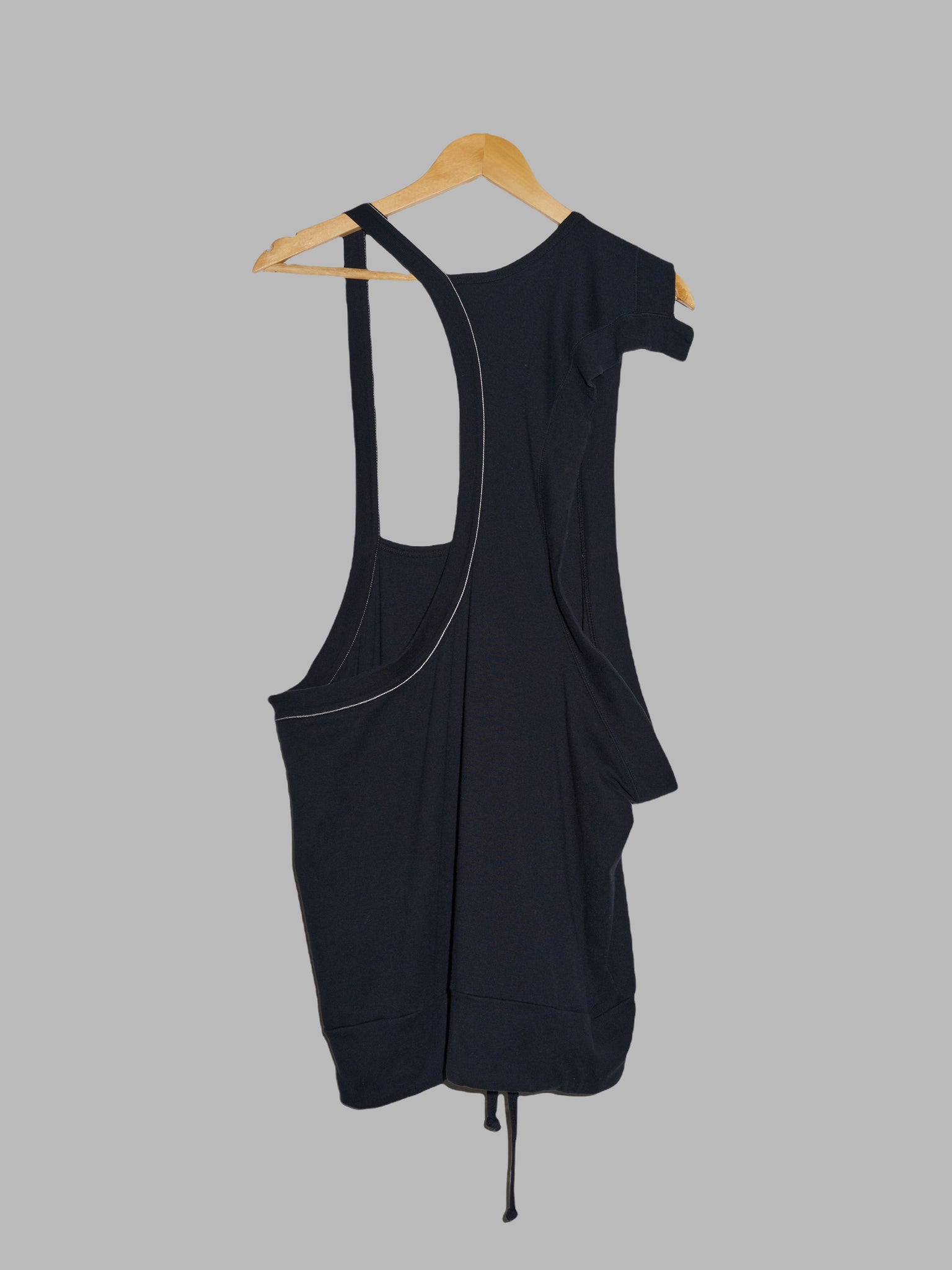 Y’s Yohji Yamamoto black cotton jersey extreme low neck distorted singlet - sz 2