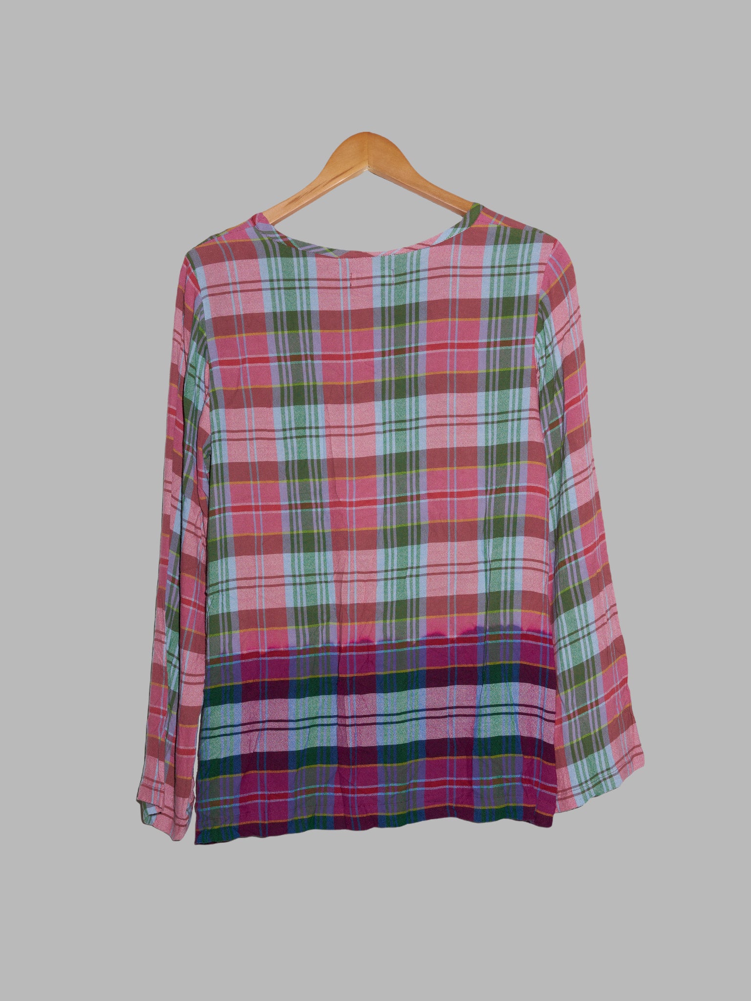 Robe de Chambre Comme des Garcons AW1993 creased rayon plaid long sleeve top