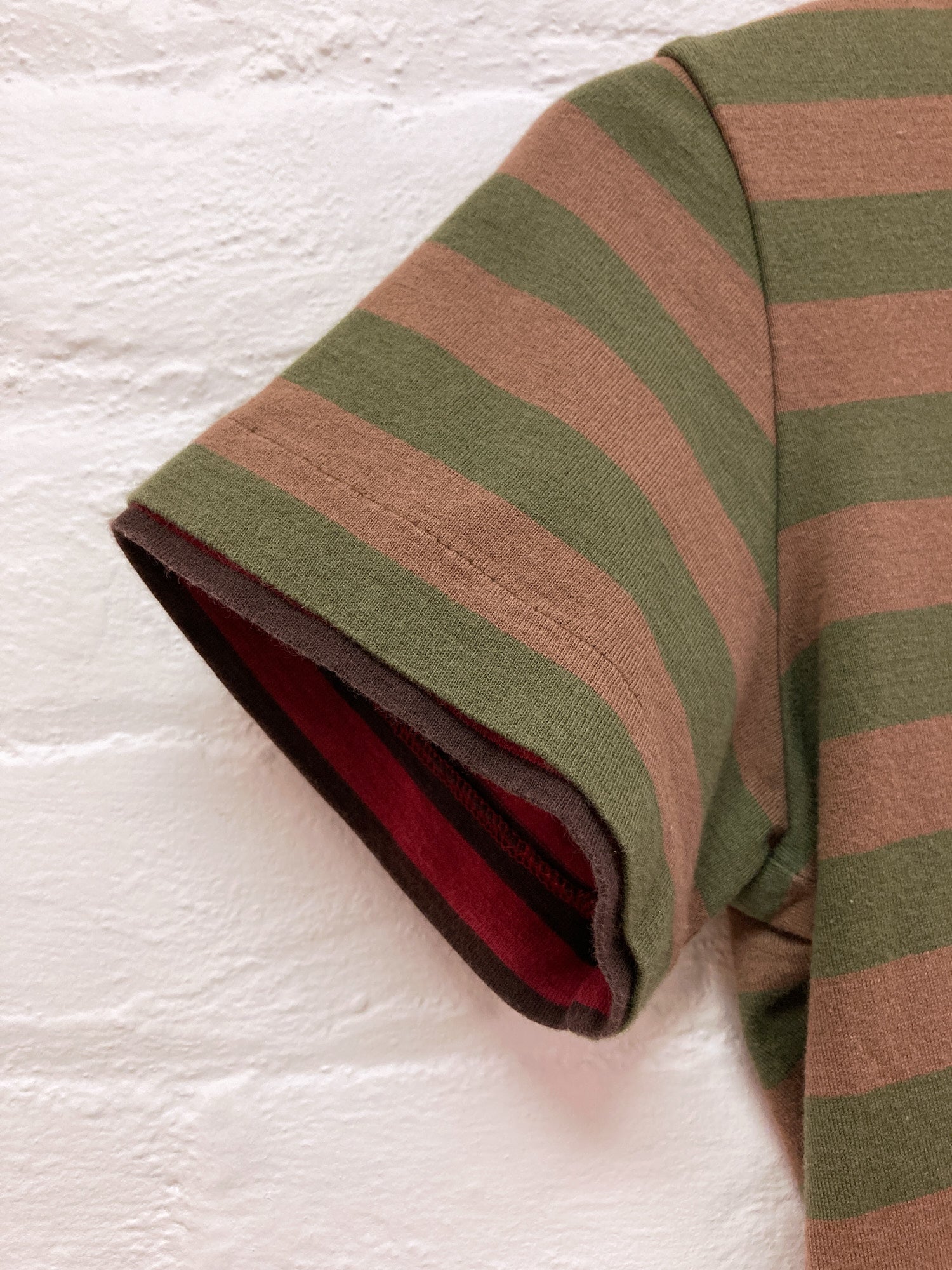Tricot Comme des Garcons 2000 khaki stripe double layered t-shirt