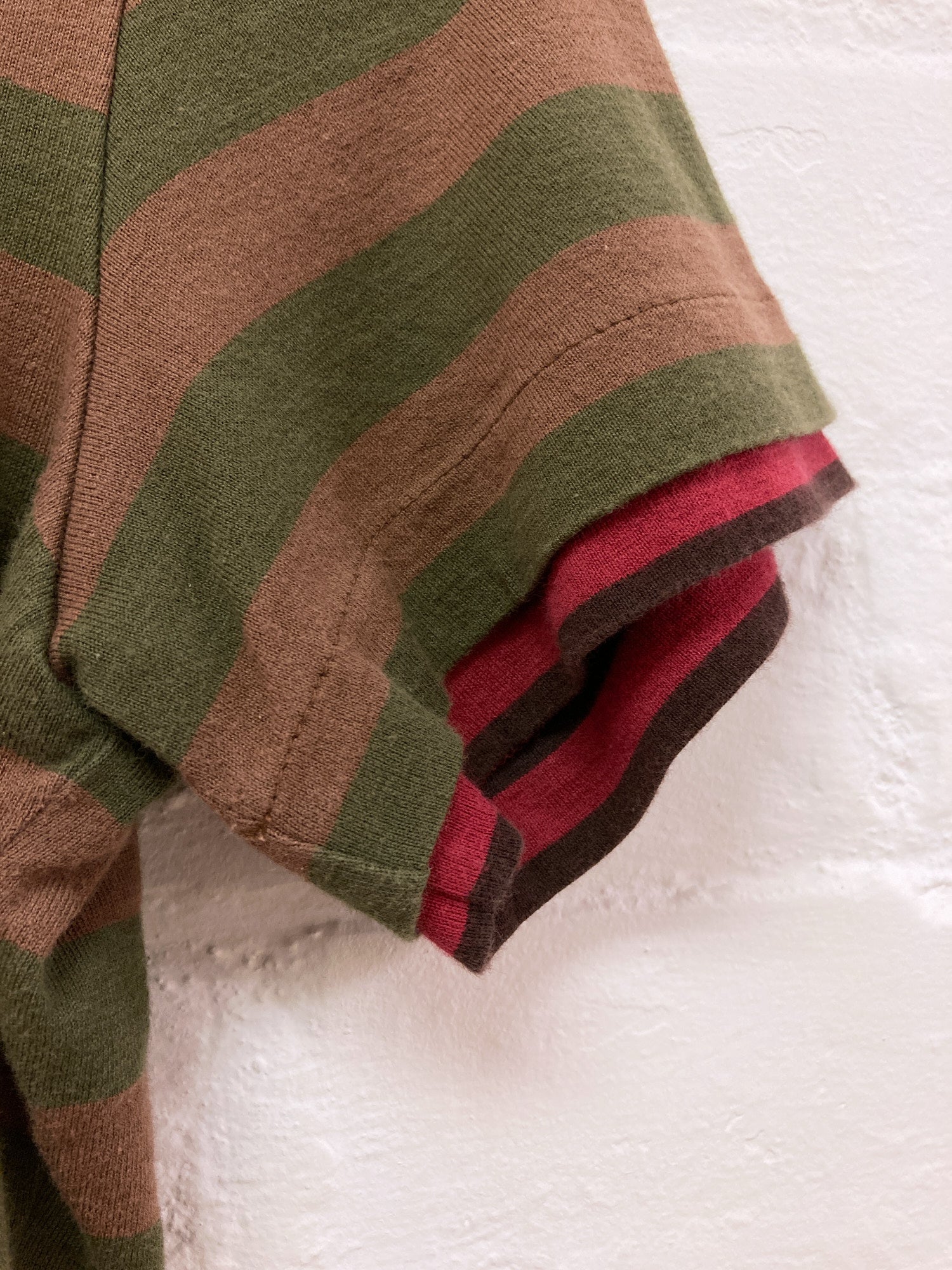 Tricot Comme des Garcons 2000 khaki stripe double layered t-shirt