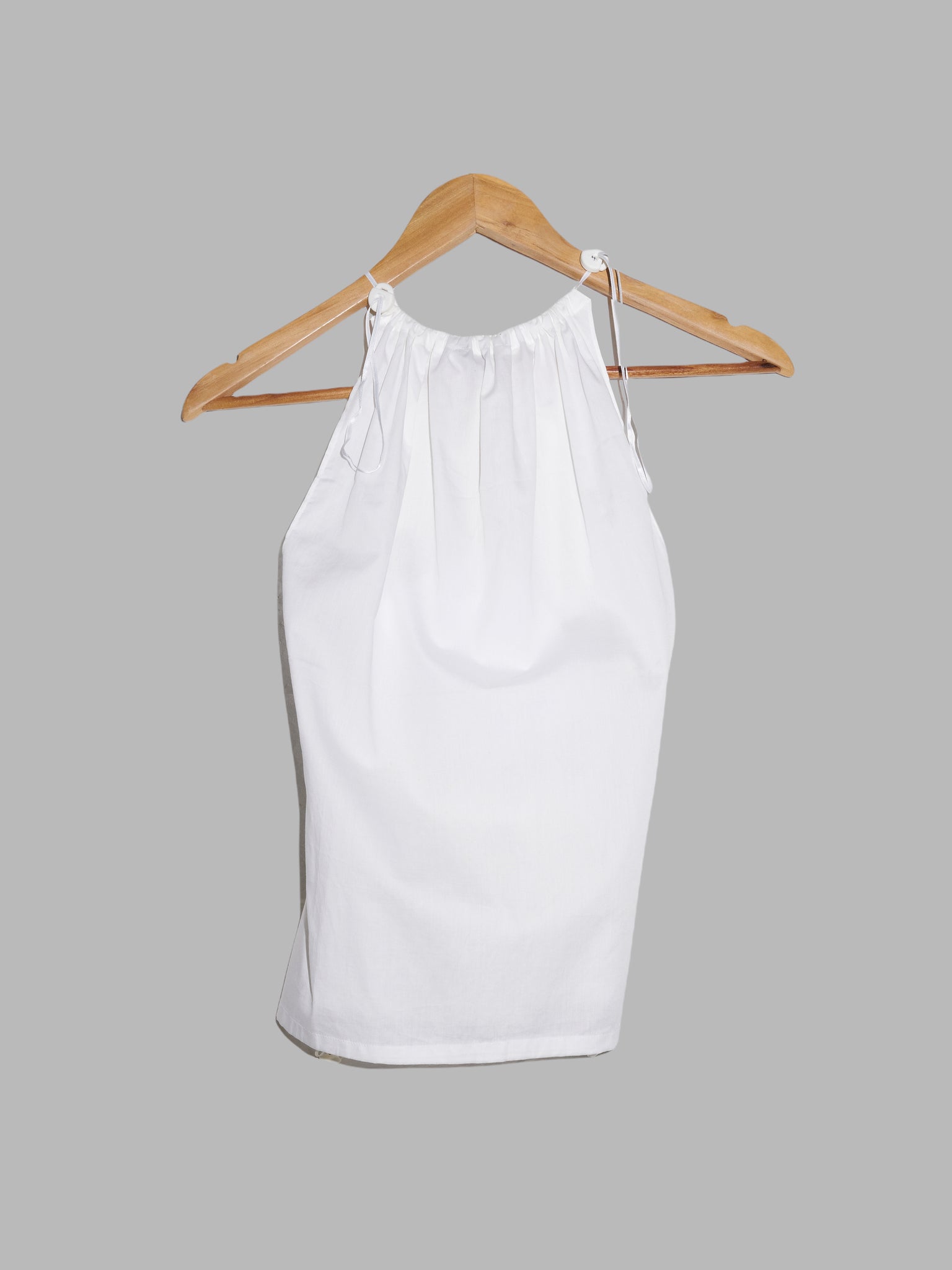 Christophe Lemaire white cotton poplin drawstring neck camisole top - size 1 S