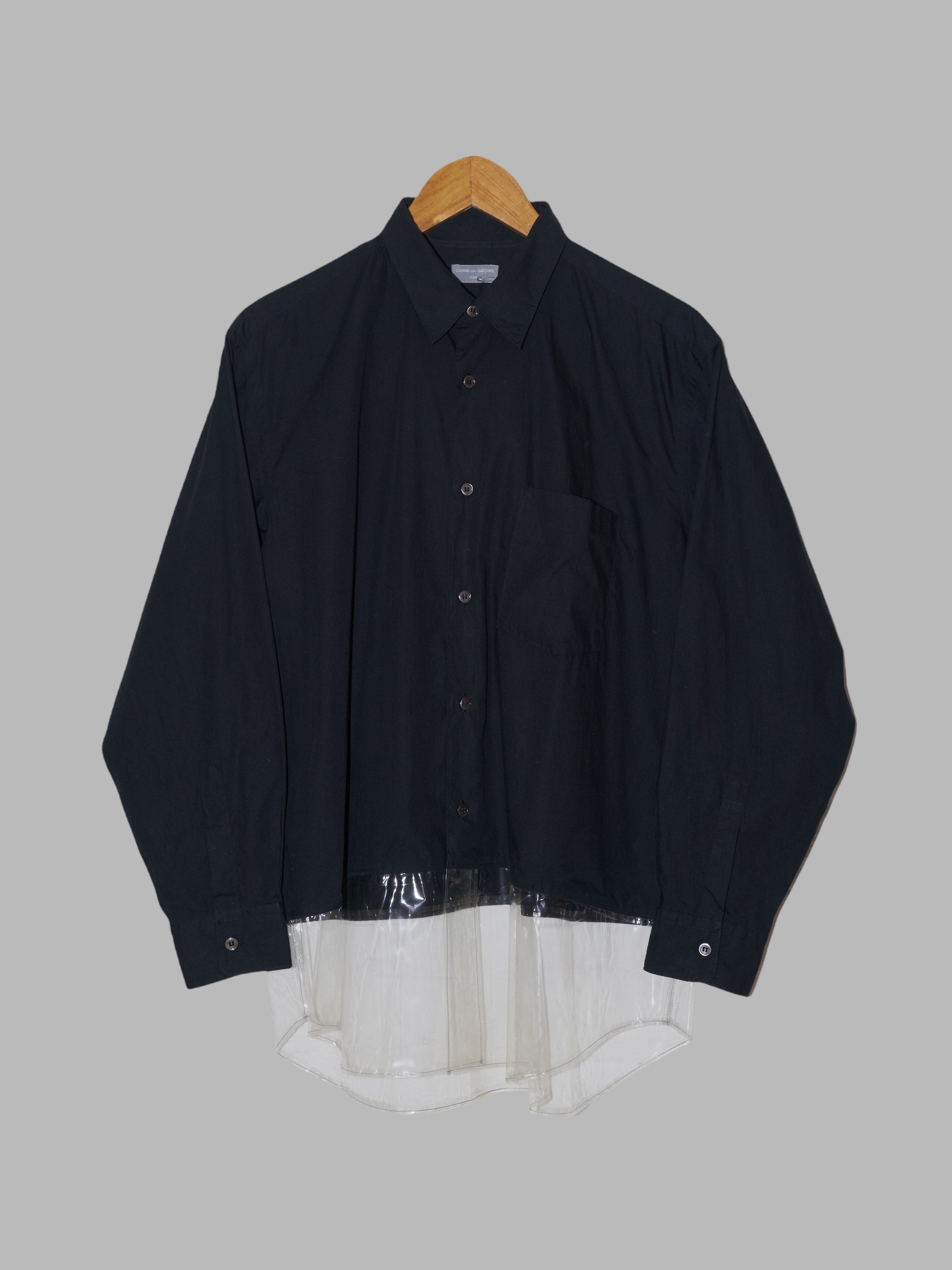 Comme des Garcons Homme 1996 black shirt with transparent vinyl