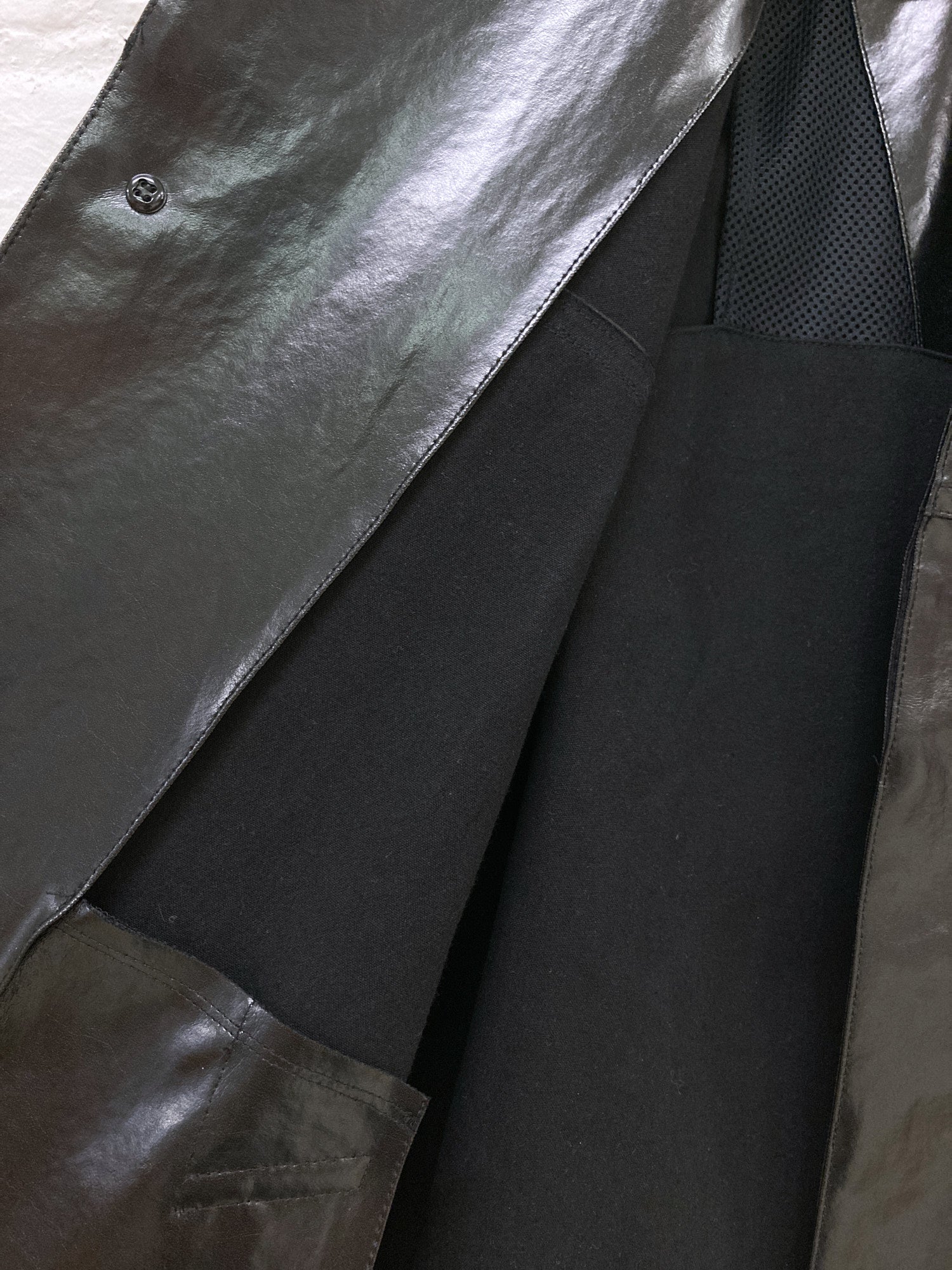 Junya Watanabe Comme des Garcons 1998 black vinyl covered placket coat