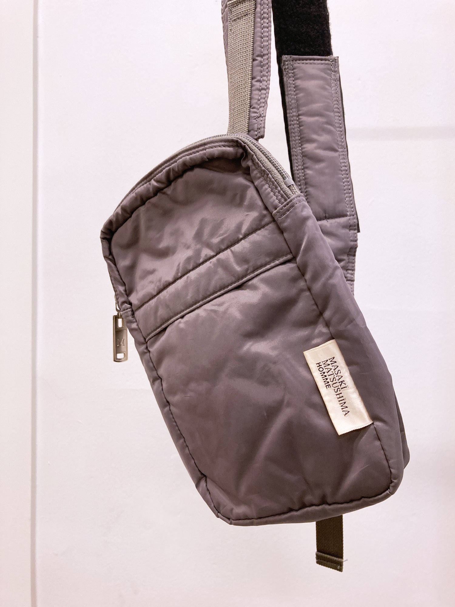 Masaki Matsushima Homme khaki-ish grey nylon cross-body bag