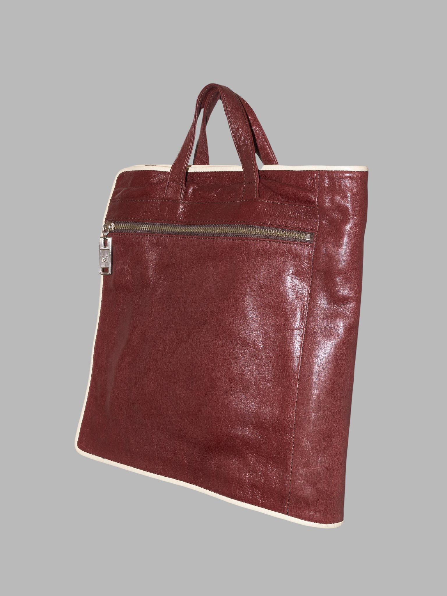 Masaki Matsushima Homme brown leather and canvas folded bag