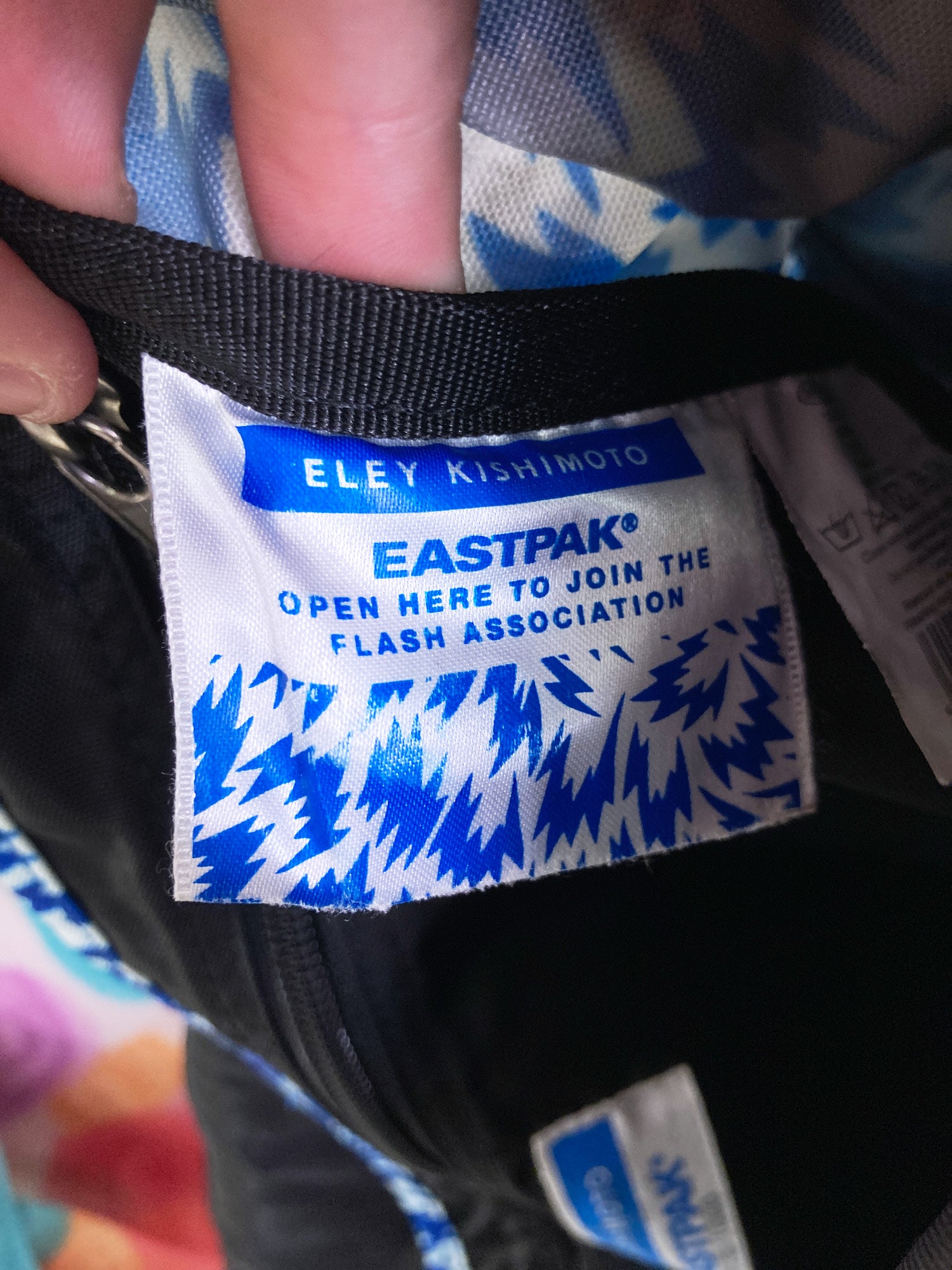 Eastpak x Eley Kishimoto 2009 blue corduroa nylon flash print messenger bag