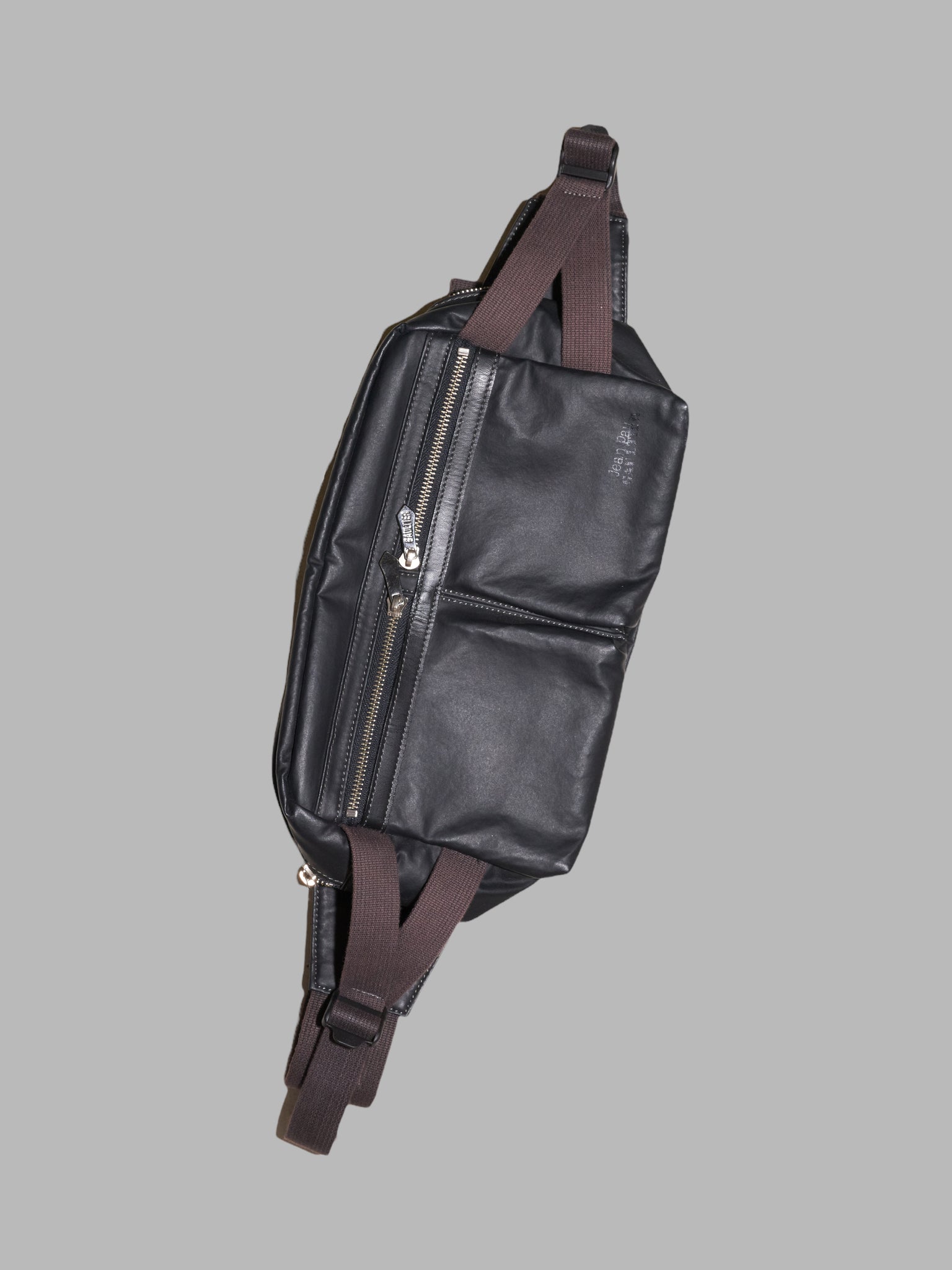 Jean Paul Gaultier 1980s black brown leather waist or cross-body bag
