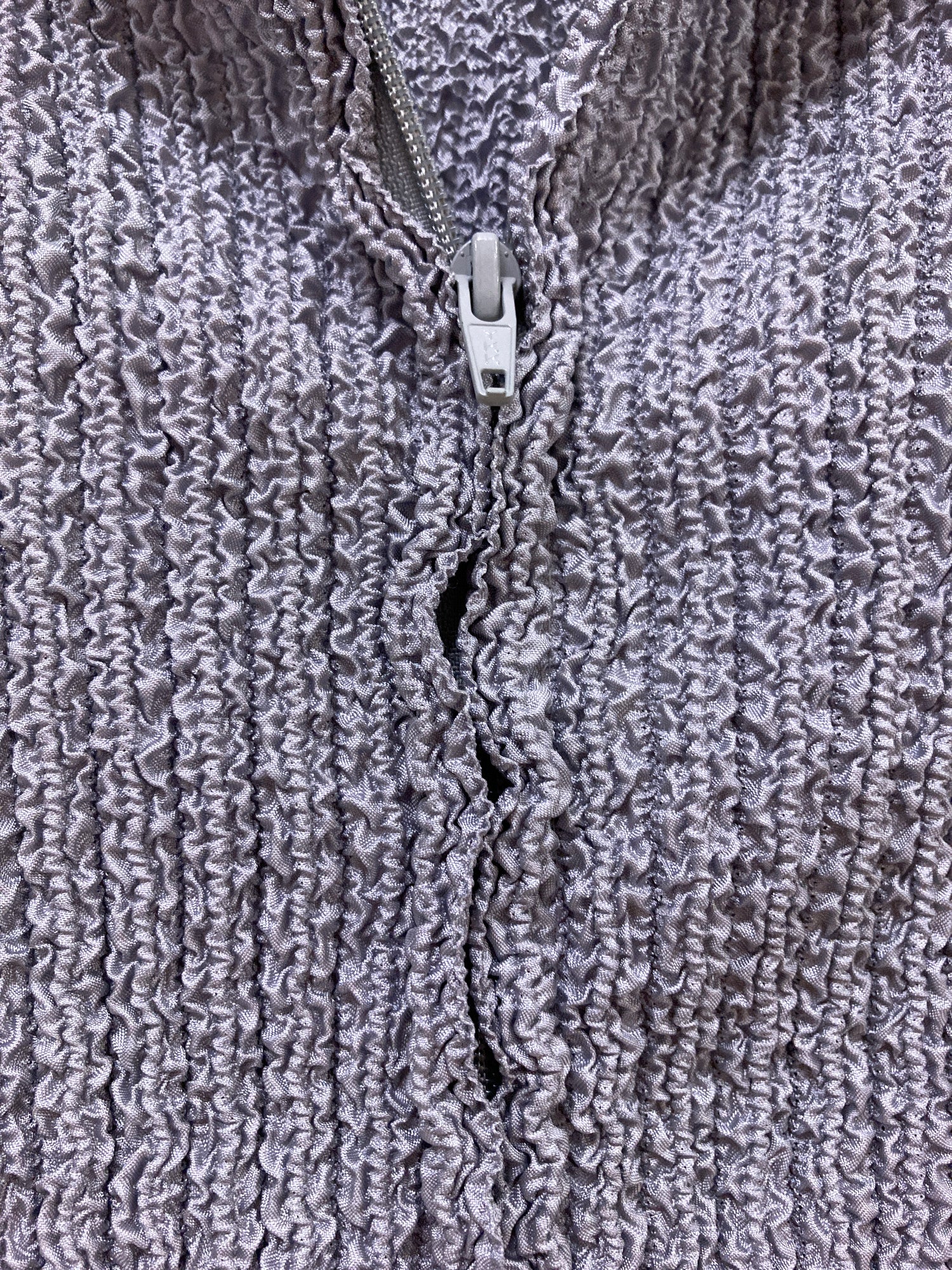 Yoshiki Hishinuma Peplum grey wrinkled polyester back zip cardigan - size 1 S