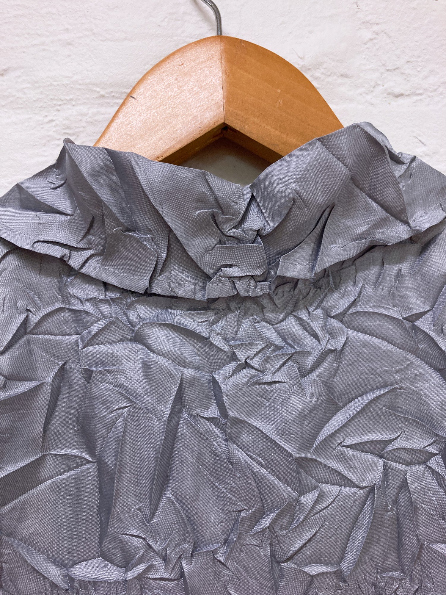 Yoshiki Hishinuma Peplum silver grey creased polyester shirt 