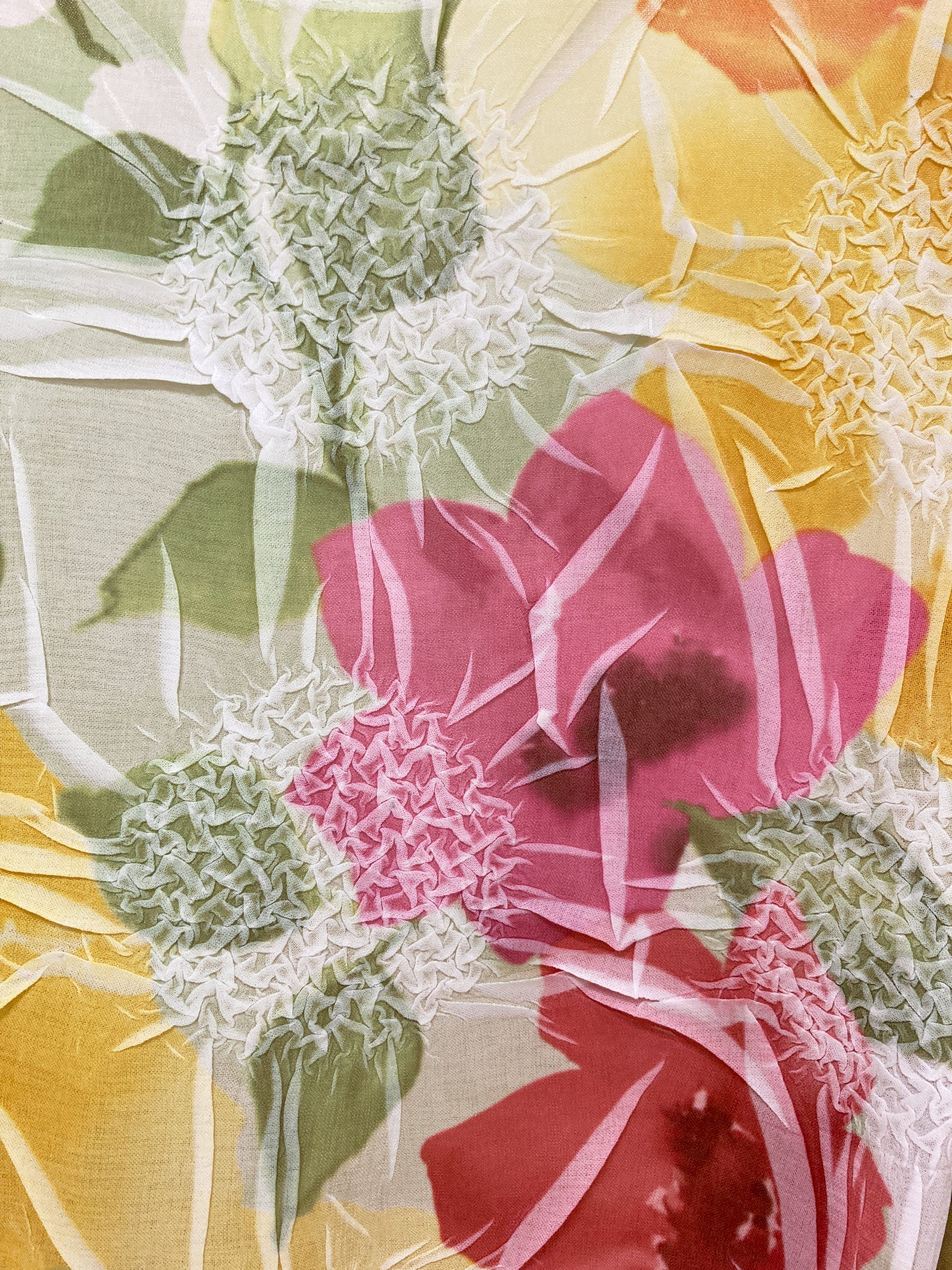 Yoshiki Hishinuma multicolour wrinkled polyester floral print