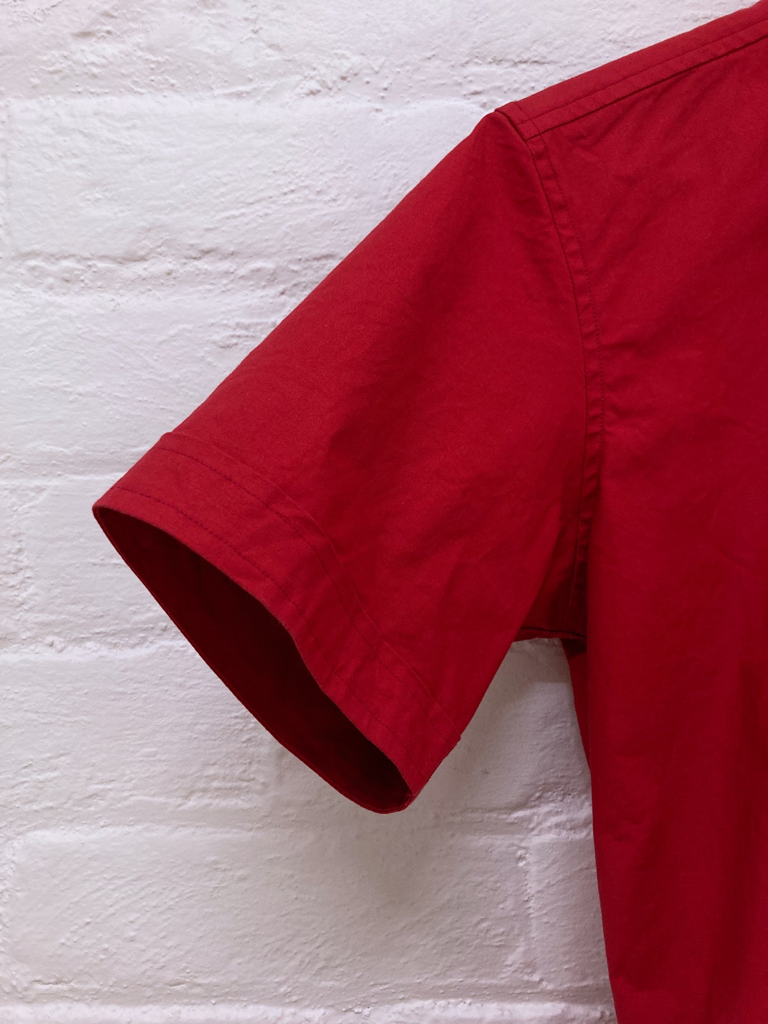 Jean Paul Gaultier Homme Objet red stretch cotton short sleeve shirt - size 46