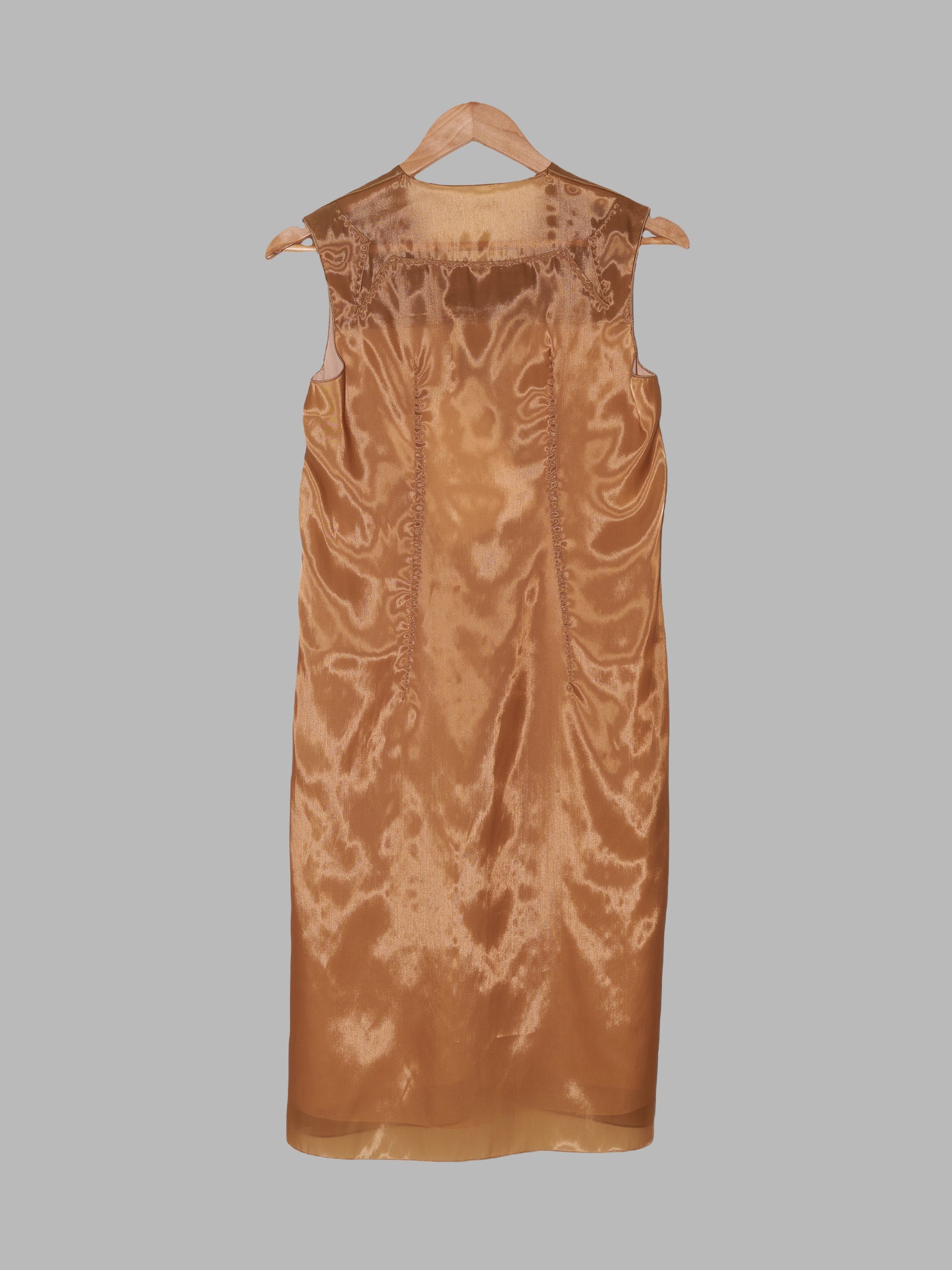 Costume National sheeny brown nylon-silk blend v-neck sleeveless dress - 38 S XS 6