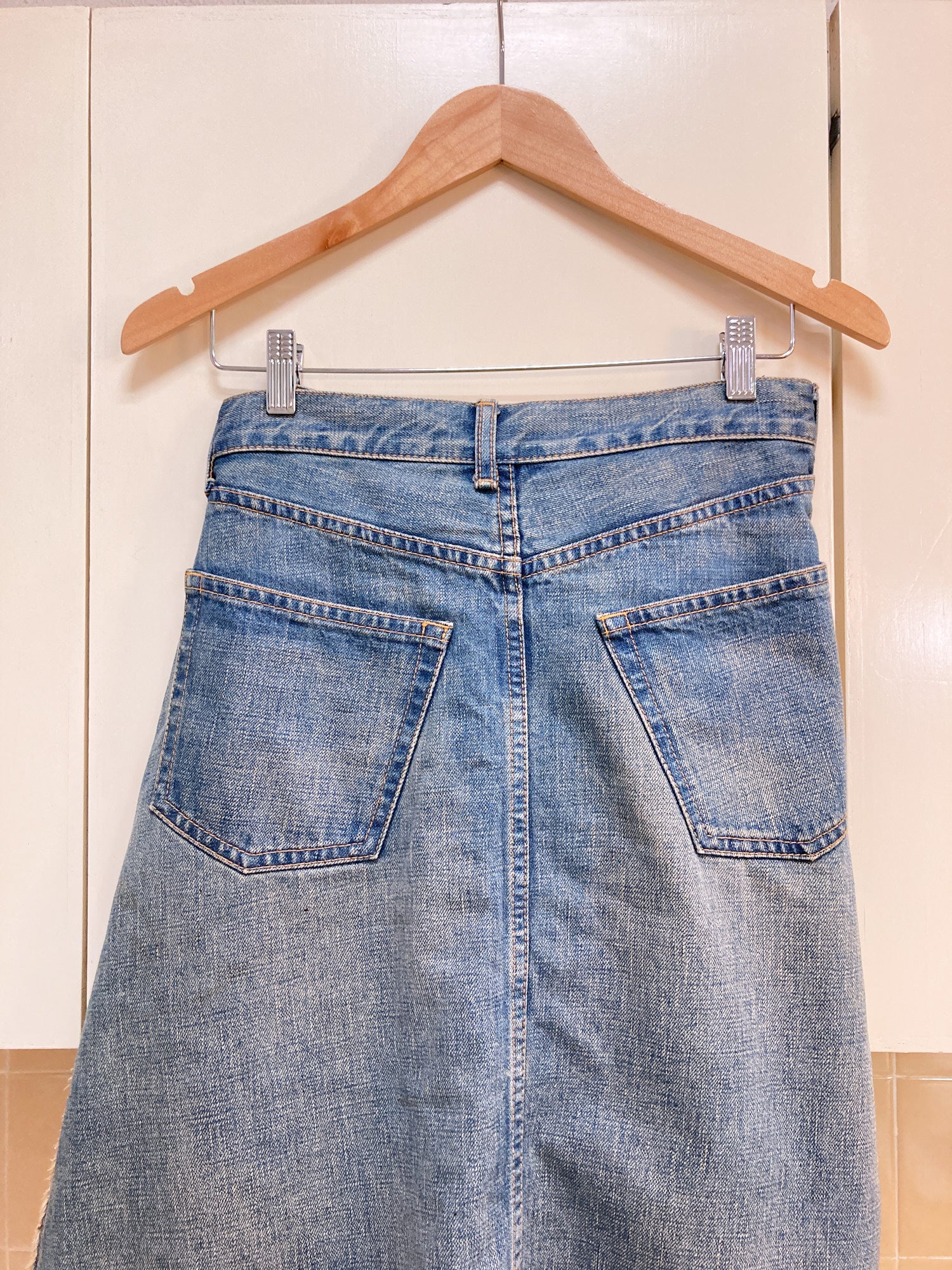 Junya Watanabe Comme des Garcons AW2004 back-to-front denim skirt