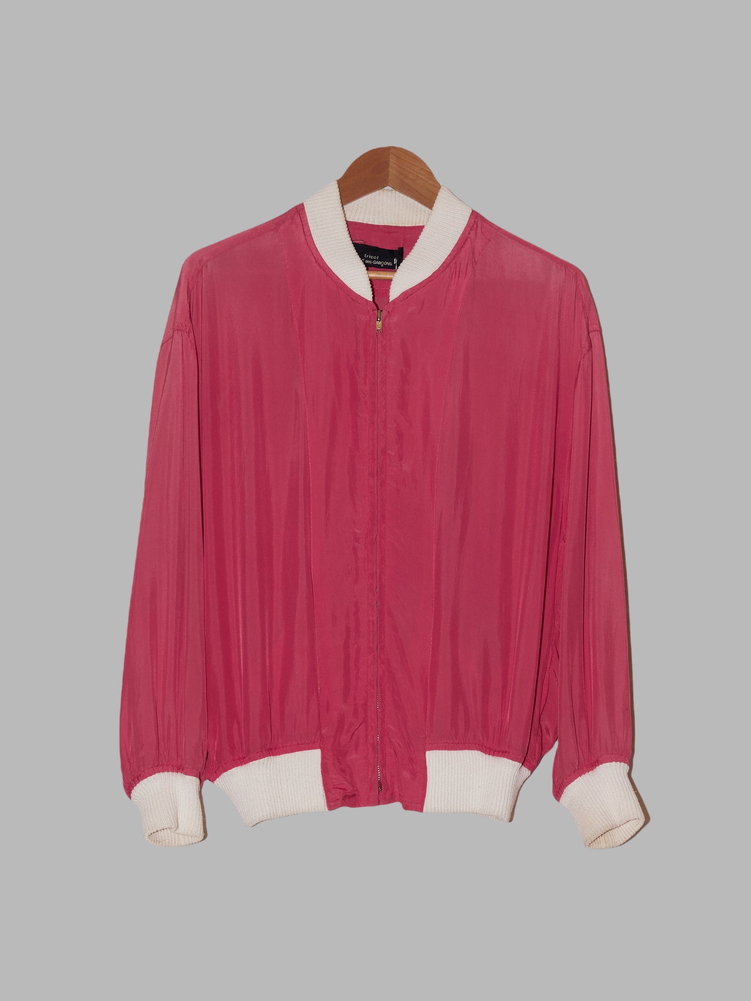 Tricot Comme des Garcons 1980s pink rayon bomber jacket