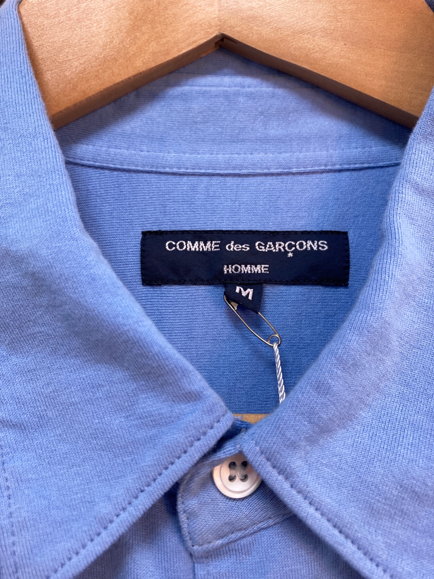 Comme des Garcons Homme 2007 blue jersey tape trim short sleeve 