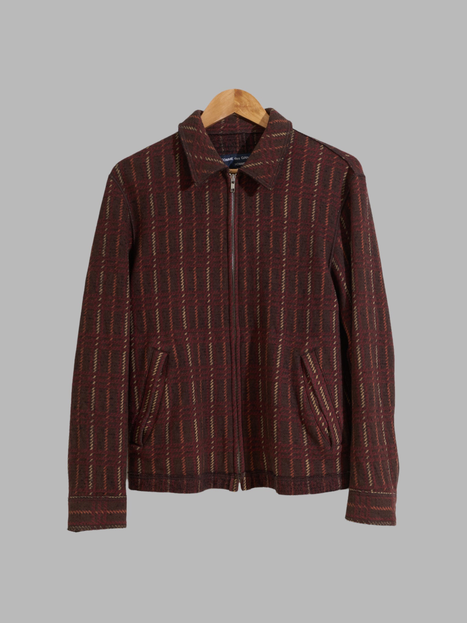 Comme des Garcons Homme 2004 brown wool striped zip jacket - S
