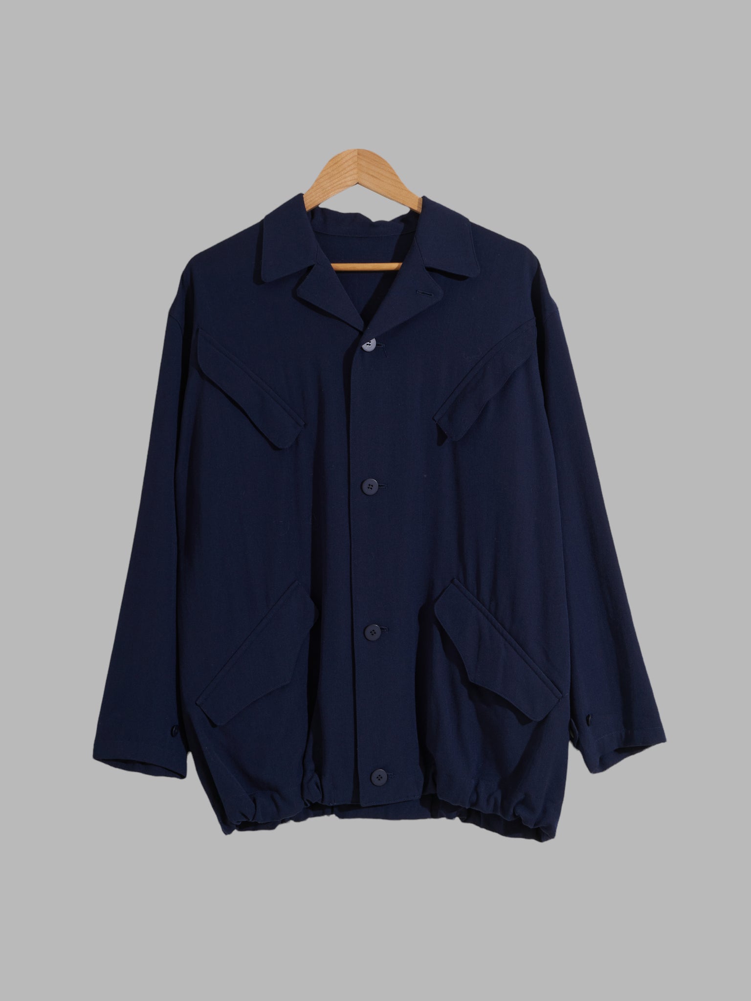 Y’s Yohji Yamamoto 1980s dark navy wool gabardine four pocket jacket