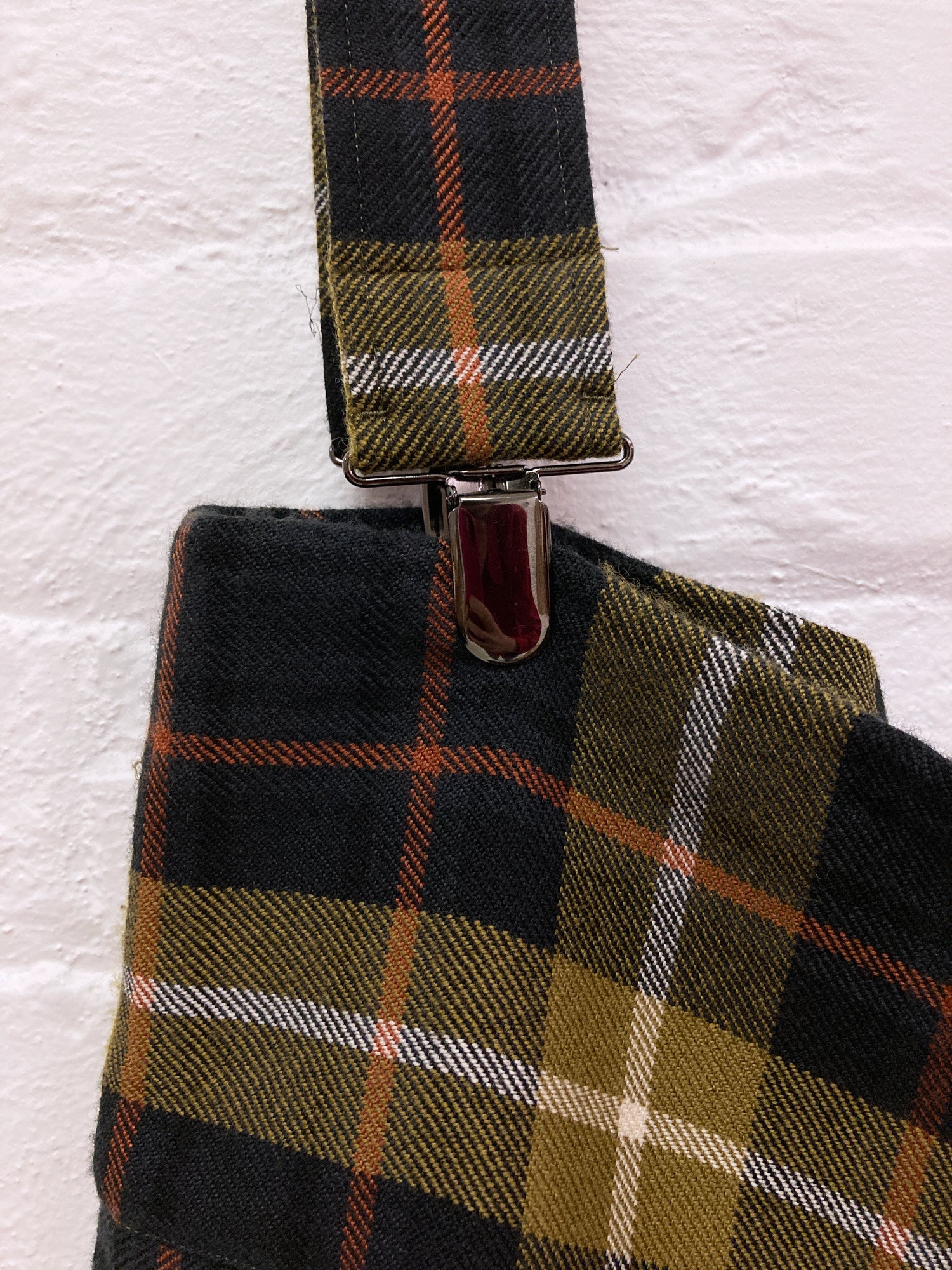 Y S Yohji Yamamoto yellow plaid wool raw hem suspender skirt Filter store