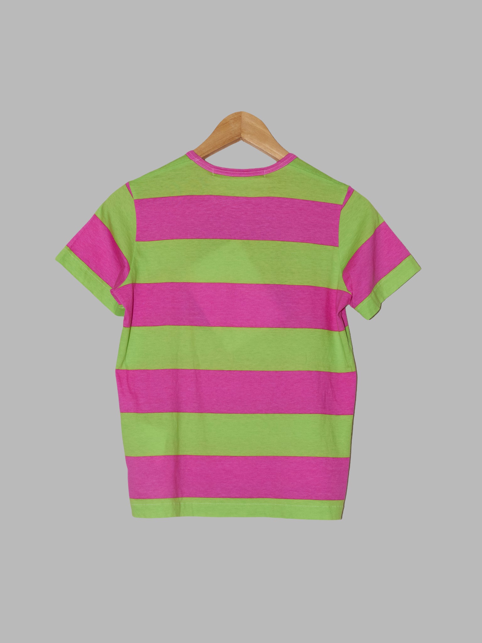 Junya Watanabe Comme des Garcons SS2001 pink green stripe square print t-shirt