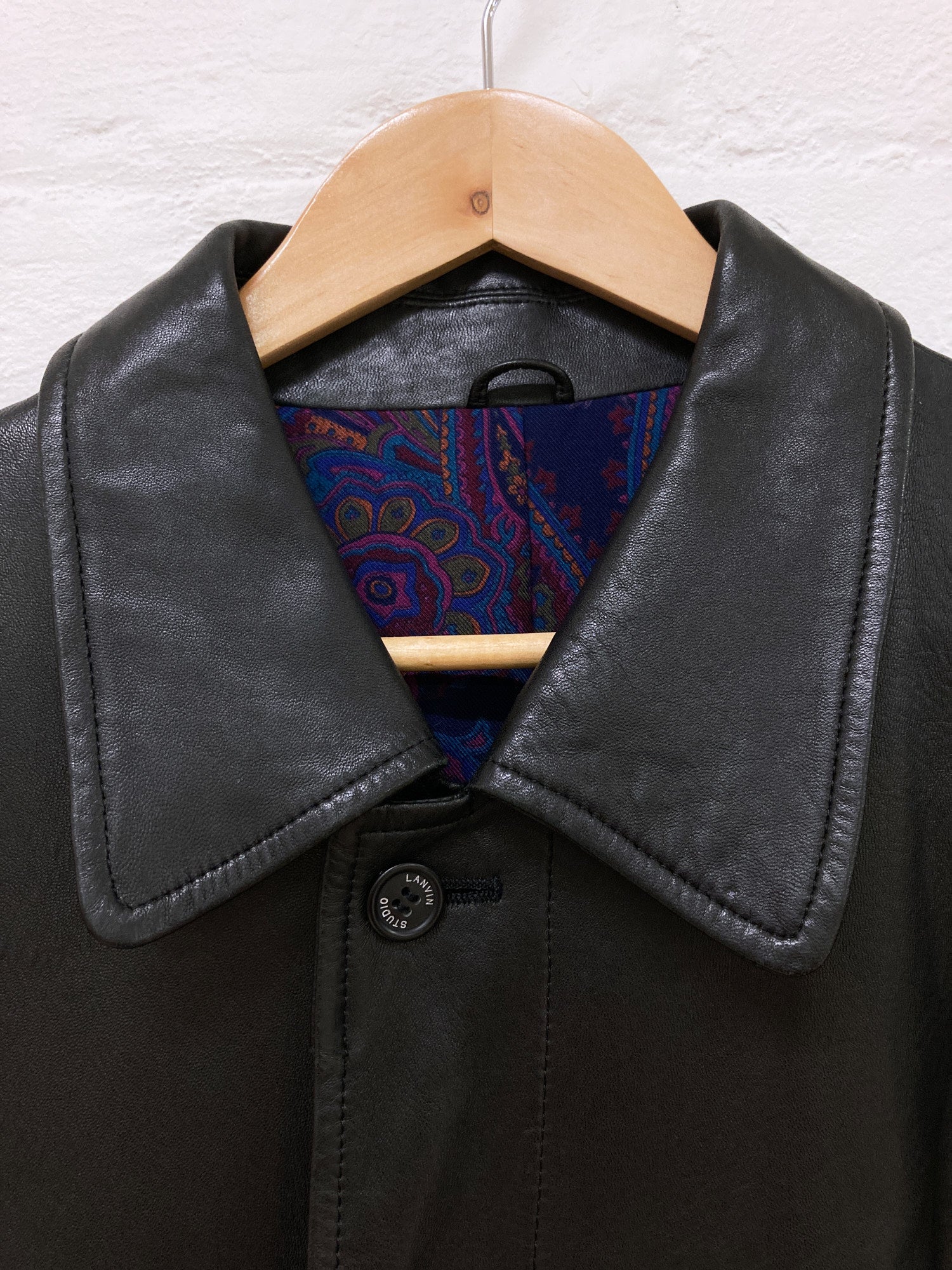 Lanvin Studio 1980s padded black paneled leather jacket – Filter store