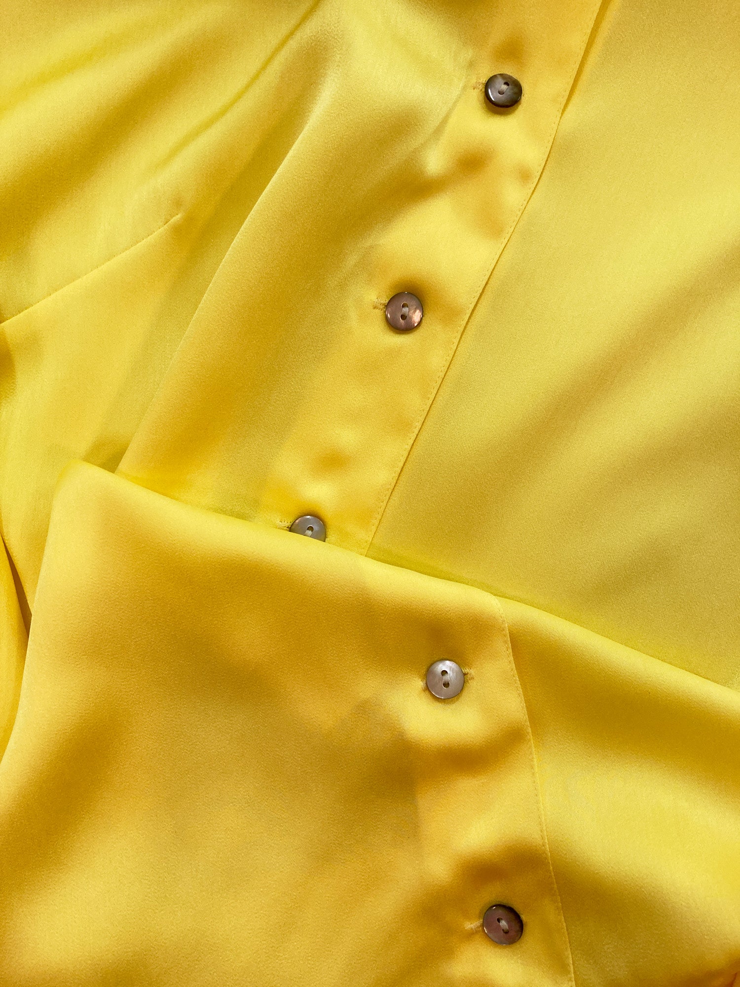 Kenzo Club yellow polyester cropped satin shirt - size 38