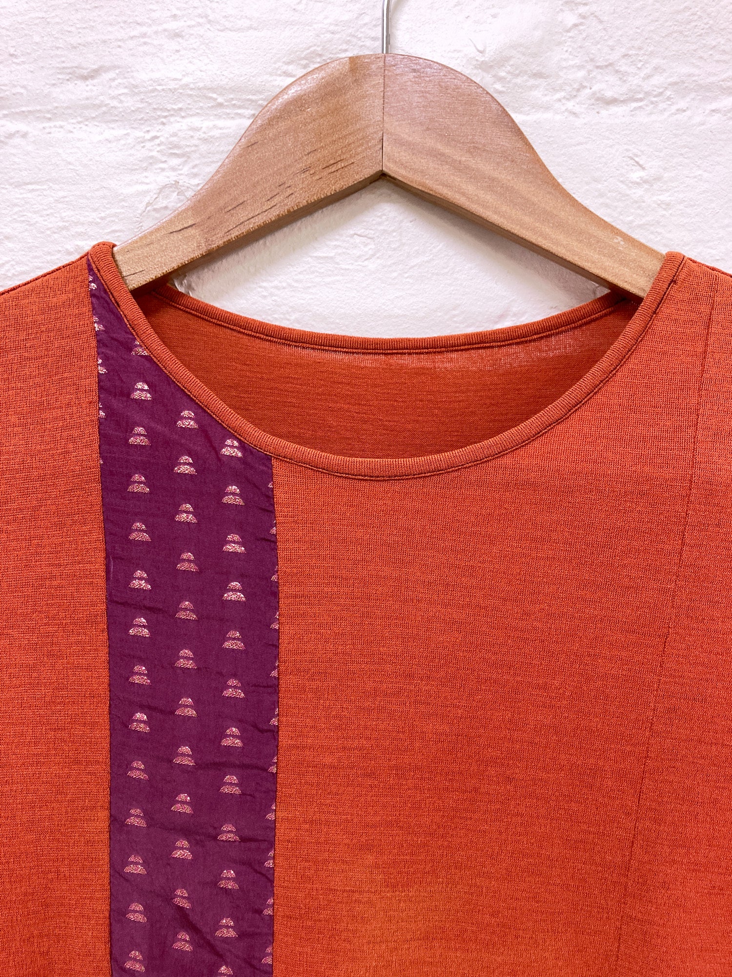 Ritsuko Shirahama burnt orange jersey knit patchwork t-shirt - 1 S