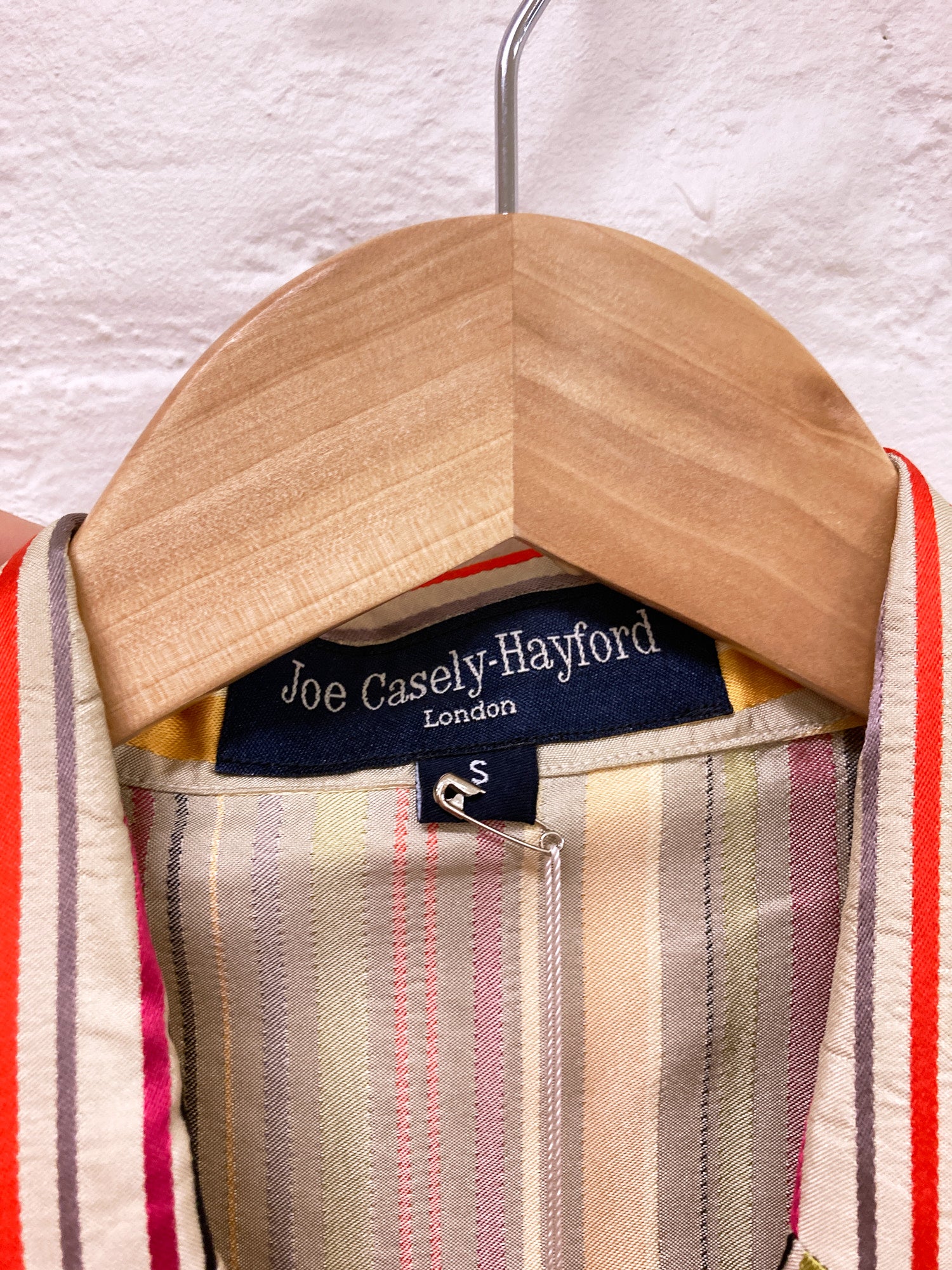 Joe Casely-Hayford multicolour striped silk half sleeve shirt