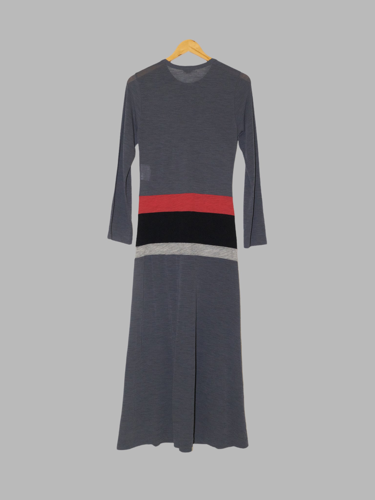 Comme des Garcons SS1996 grey wool jersey maxi dress with contrast panels
