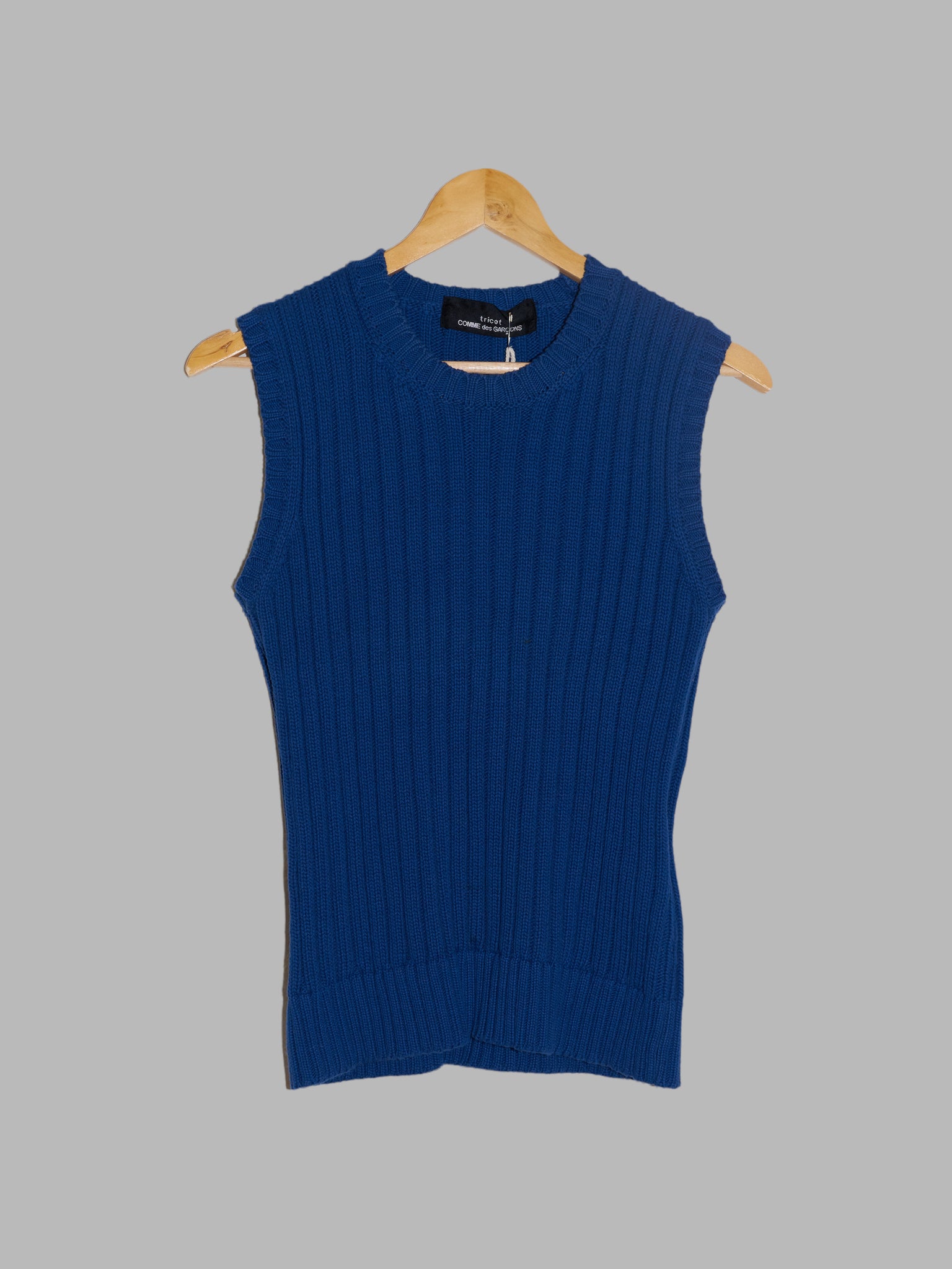 Tricot Comme des Garcons 2001 blue cotton rib knit vest
