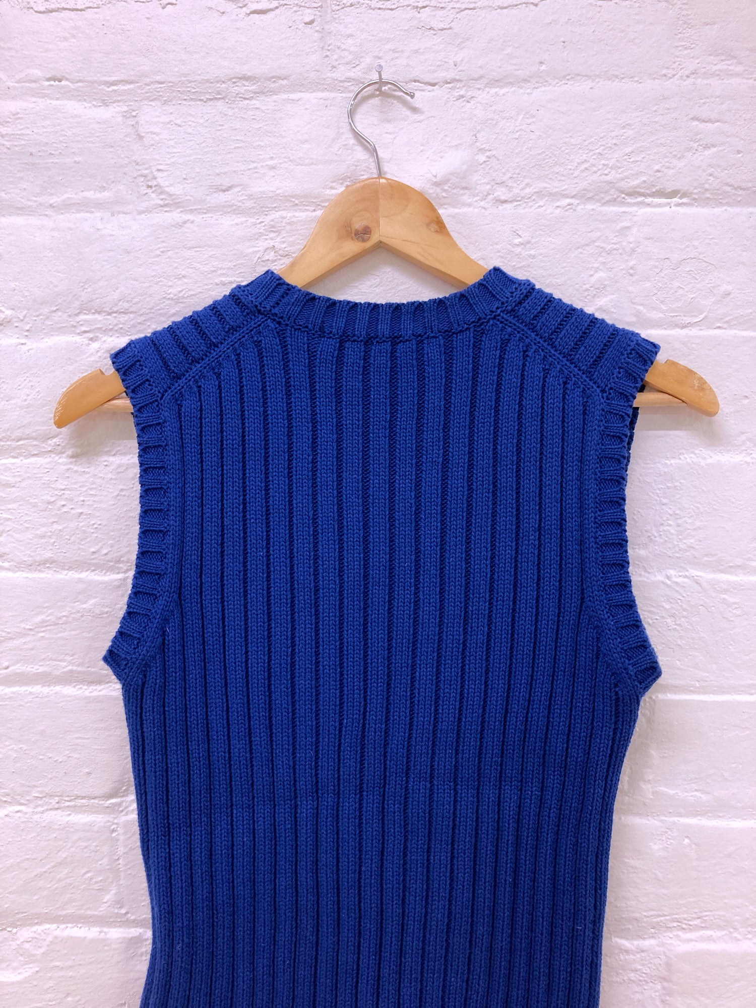 Tricot Comme des Garcons 2001 blue cotton rib knit vest