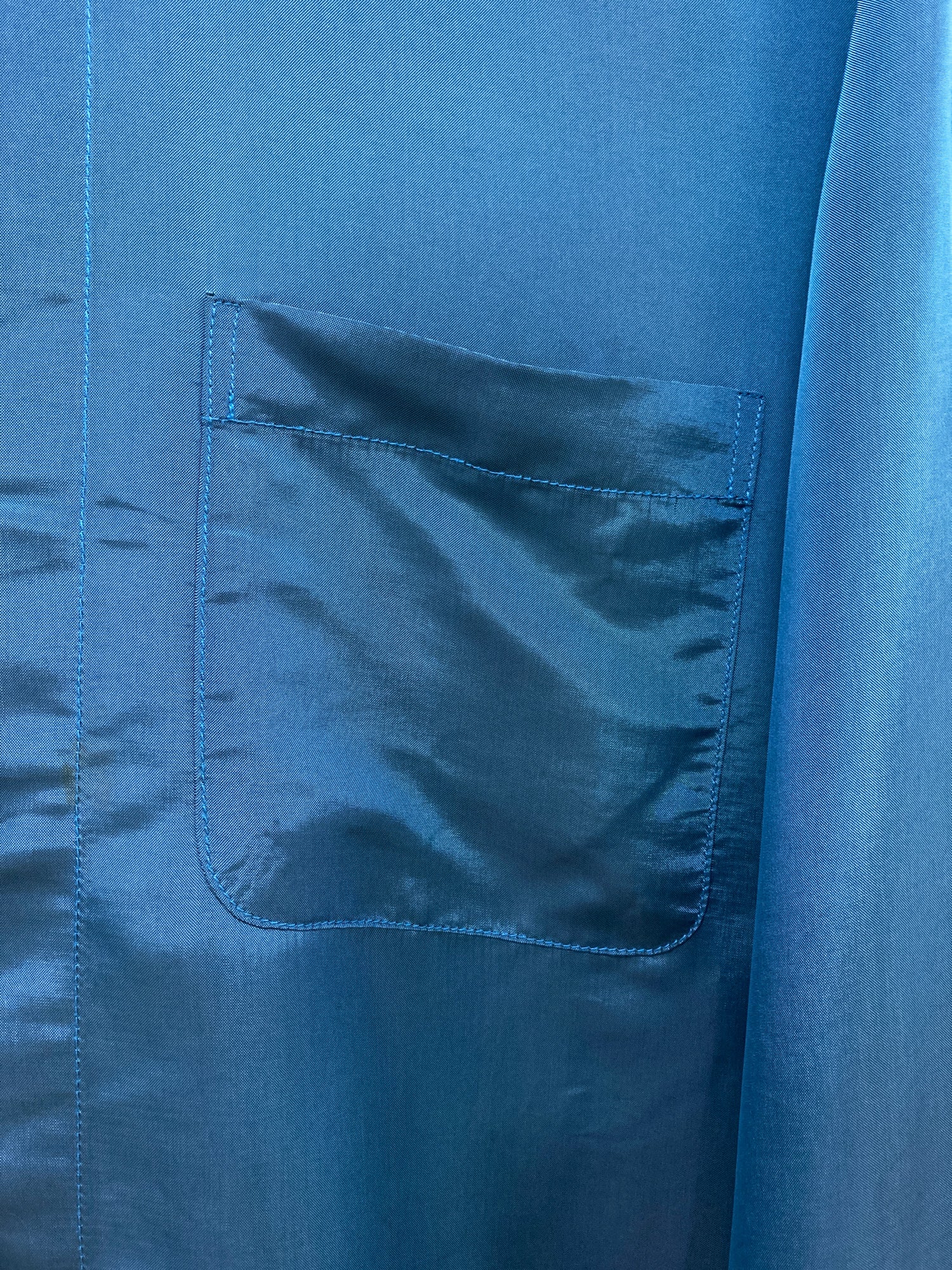 Pashu Shin Hosokawa 1980s blue satin high collar shirt - L M