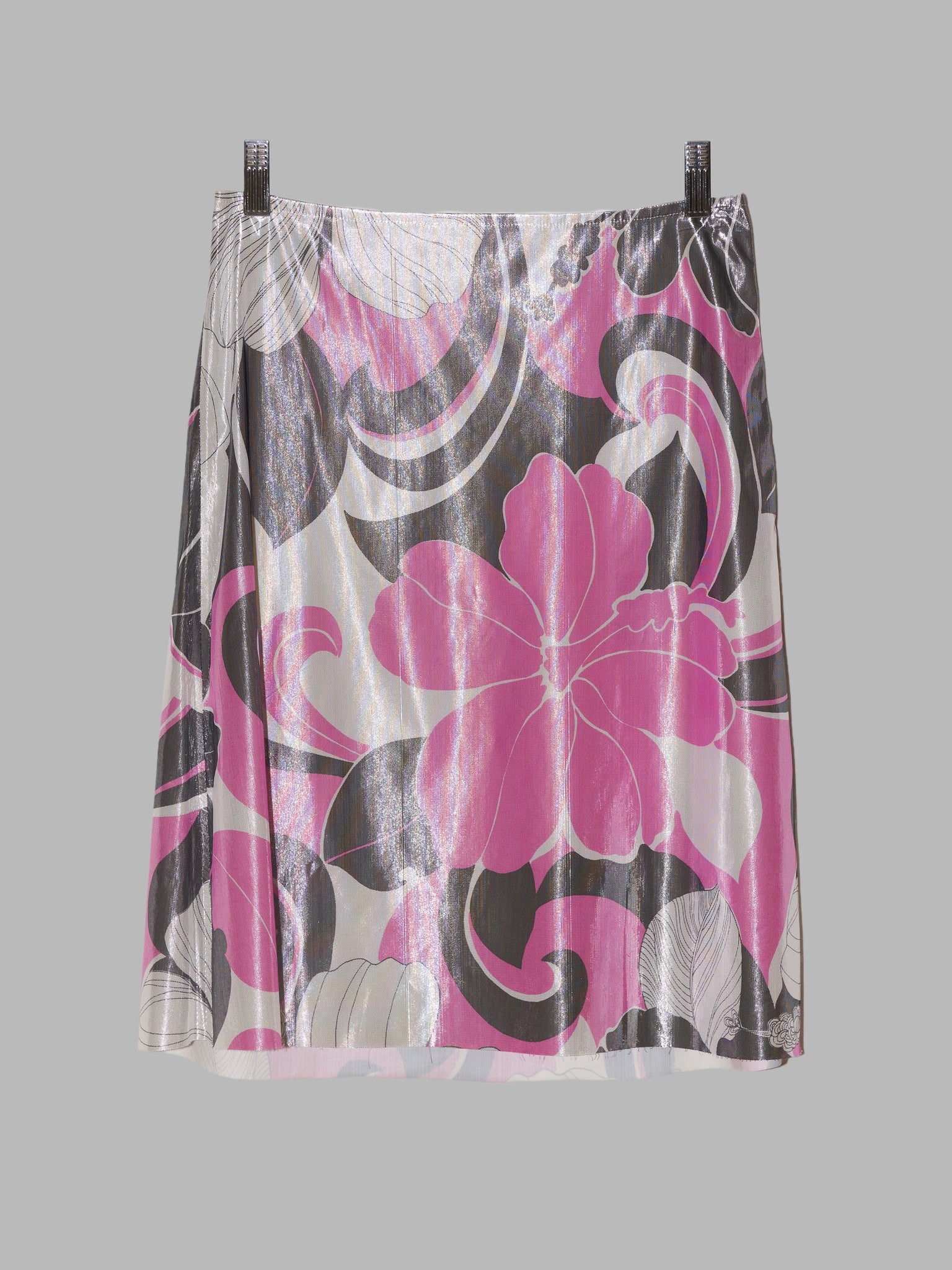 Junya Watanabe spring 2000 glittery pink floral print waterproof skirt - S