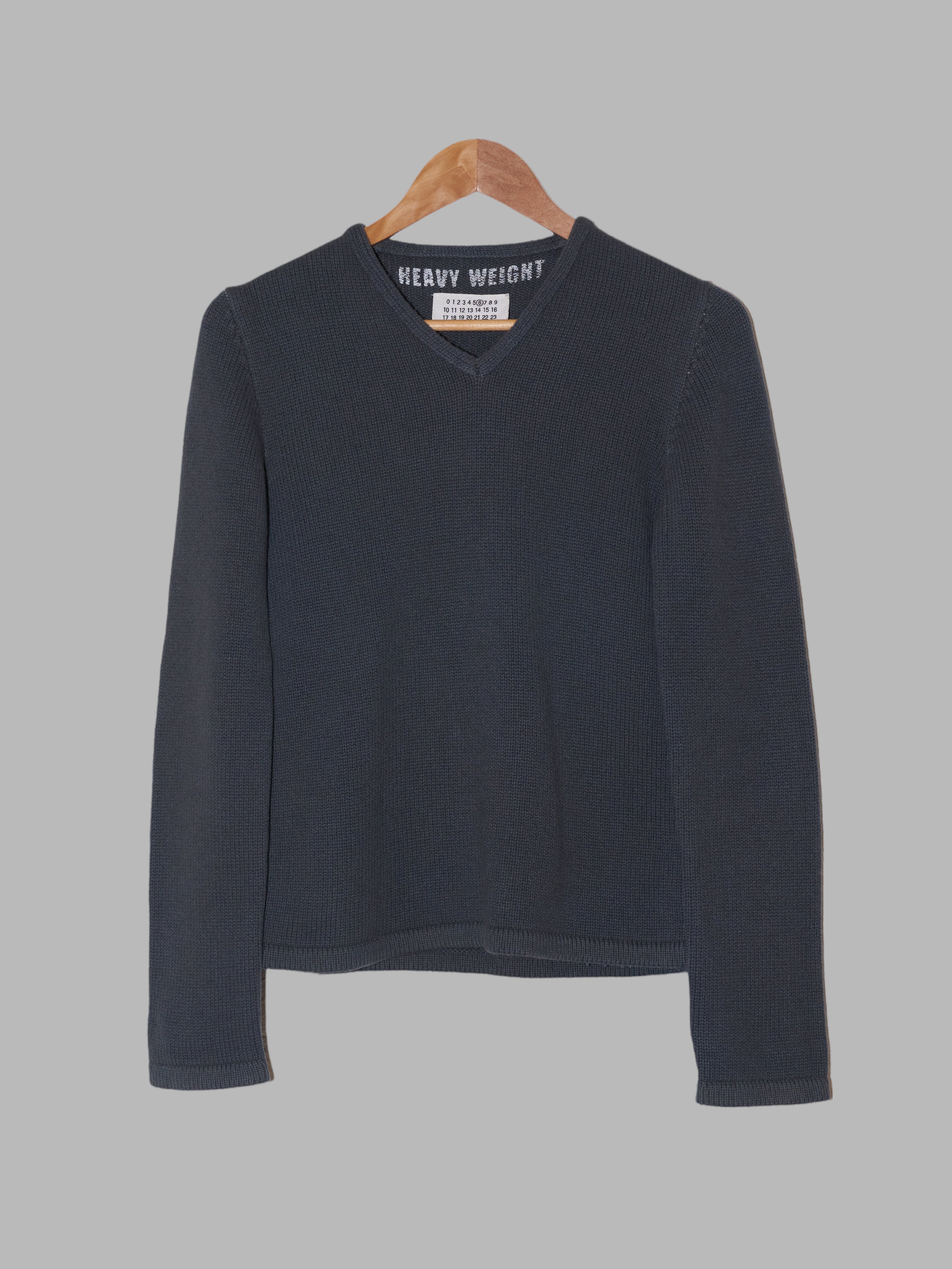 Maison Martin Margiela 6 1990s grey wool “HEAVY WEIGHT” v-neck