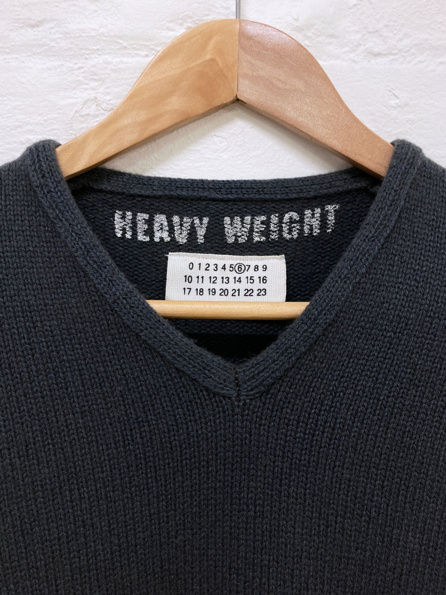 Maison Martin Margiela 6 1990s grey wool “HEAVY WEIGHT” v-neck 