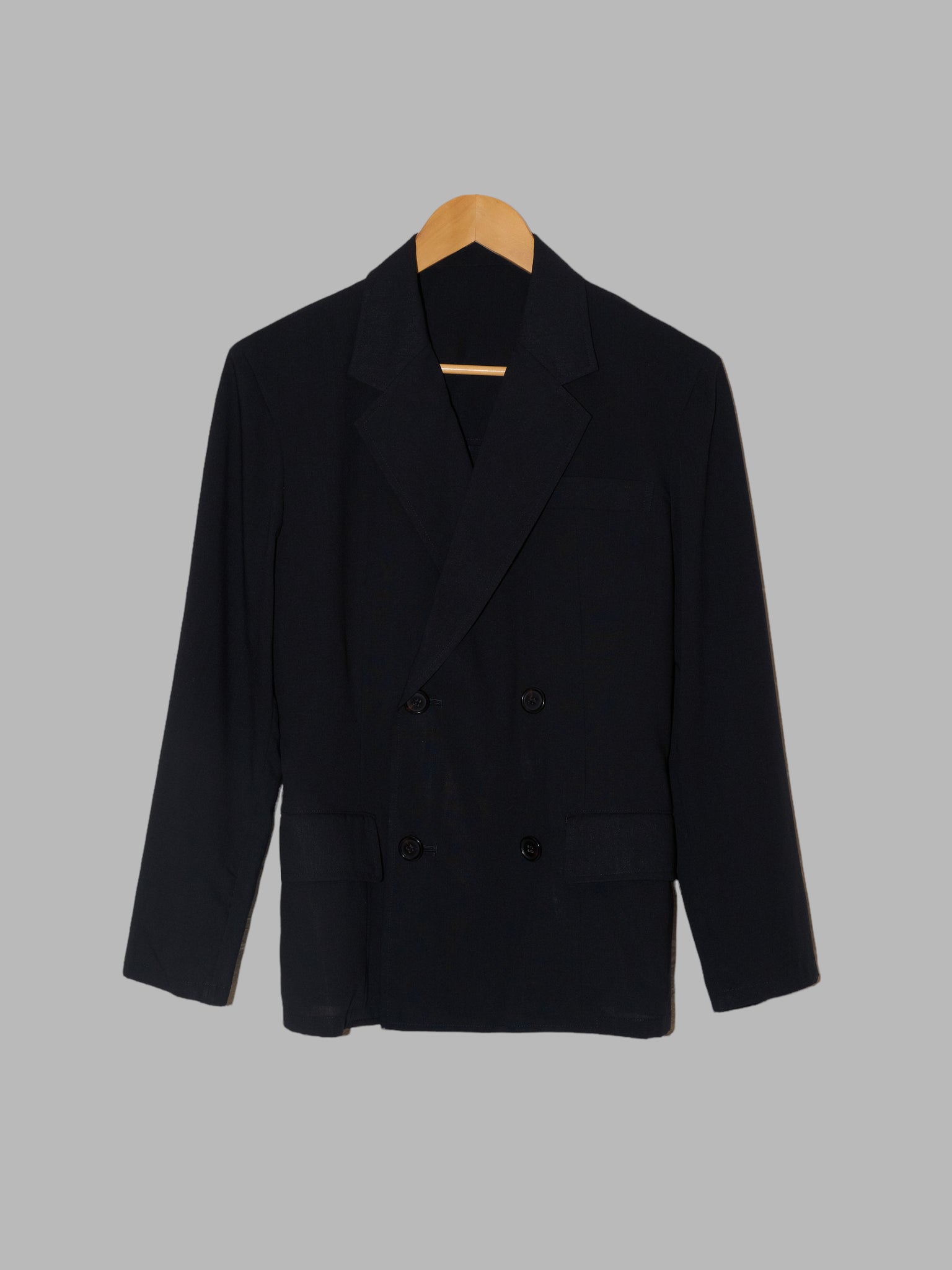 Y’s Yohji Yamamoto black wool unlined double breasted blazer