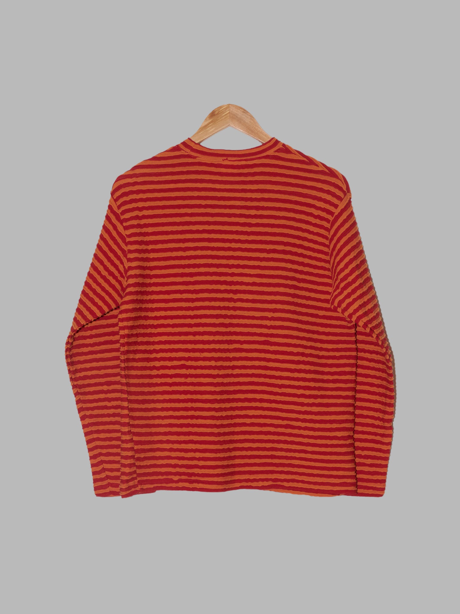 Dezert 1990s red orange striped cotton jersey long sleeve top - size M